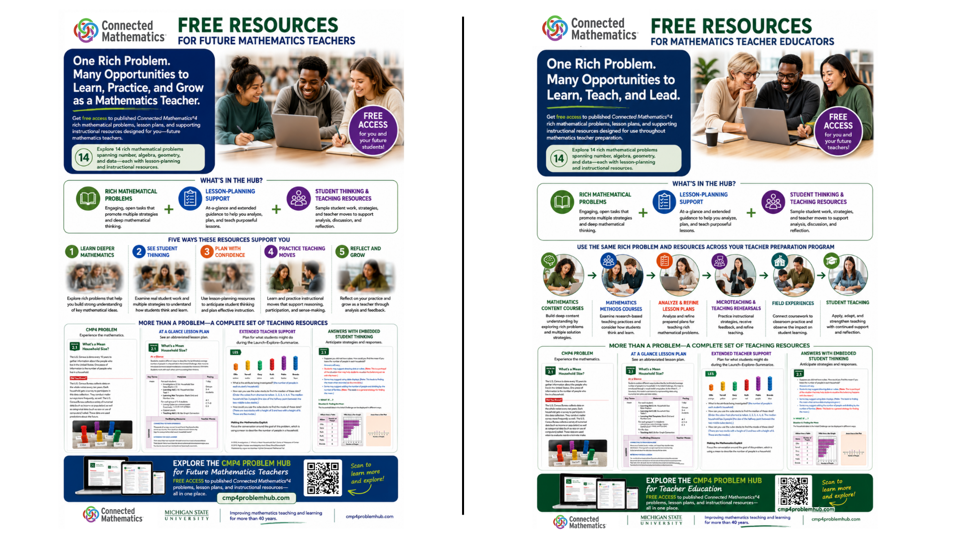 Flyer highlighting Resources for both Mathematics Teacher Educators and Future Math Teachers