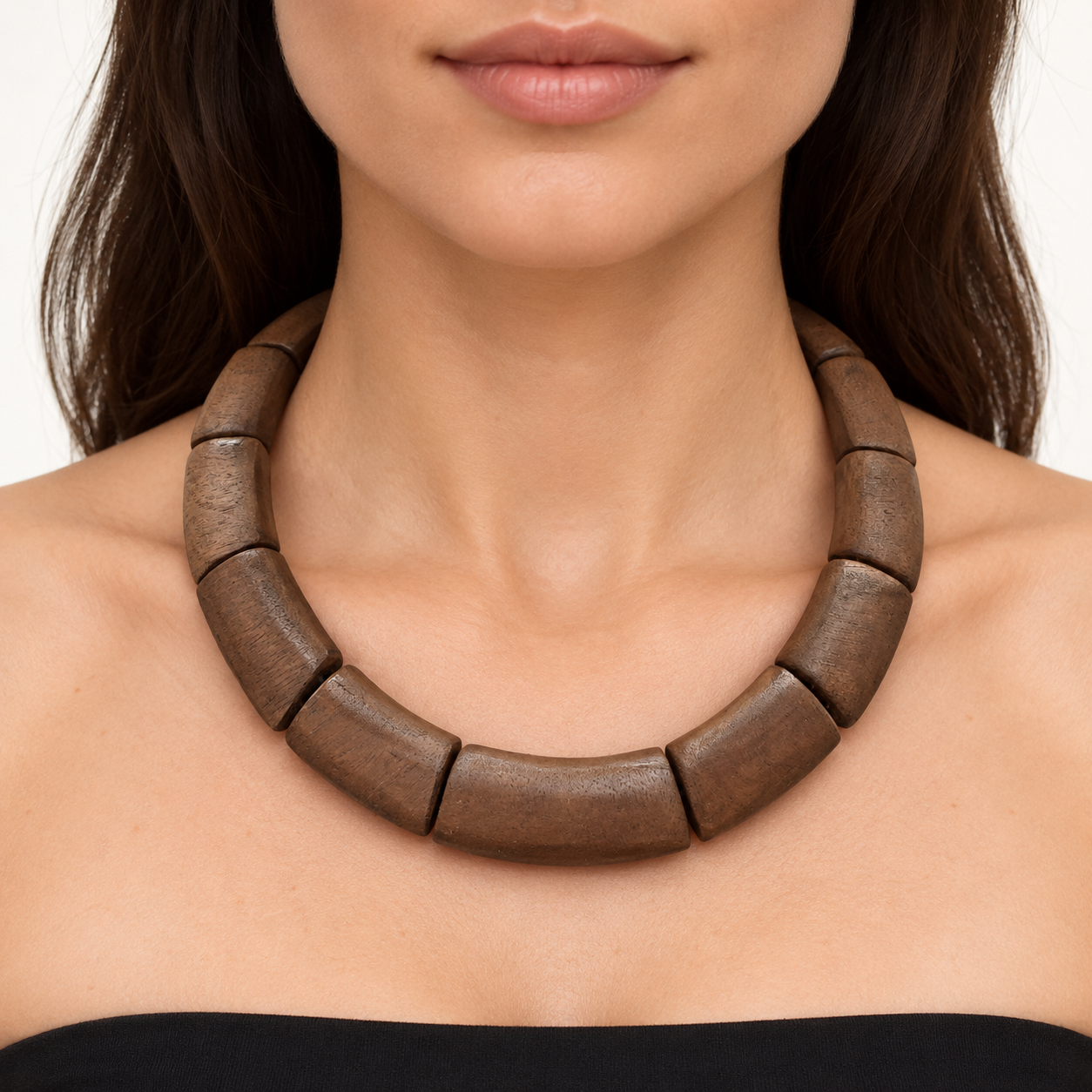 Segmented Walnut Collar Necklace