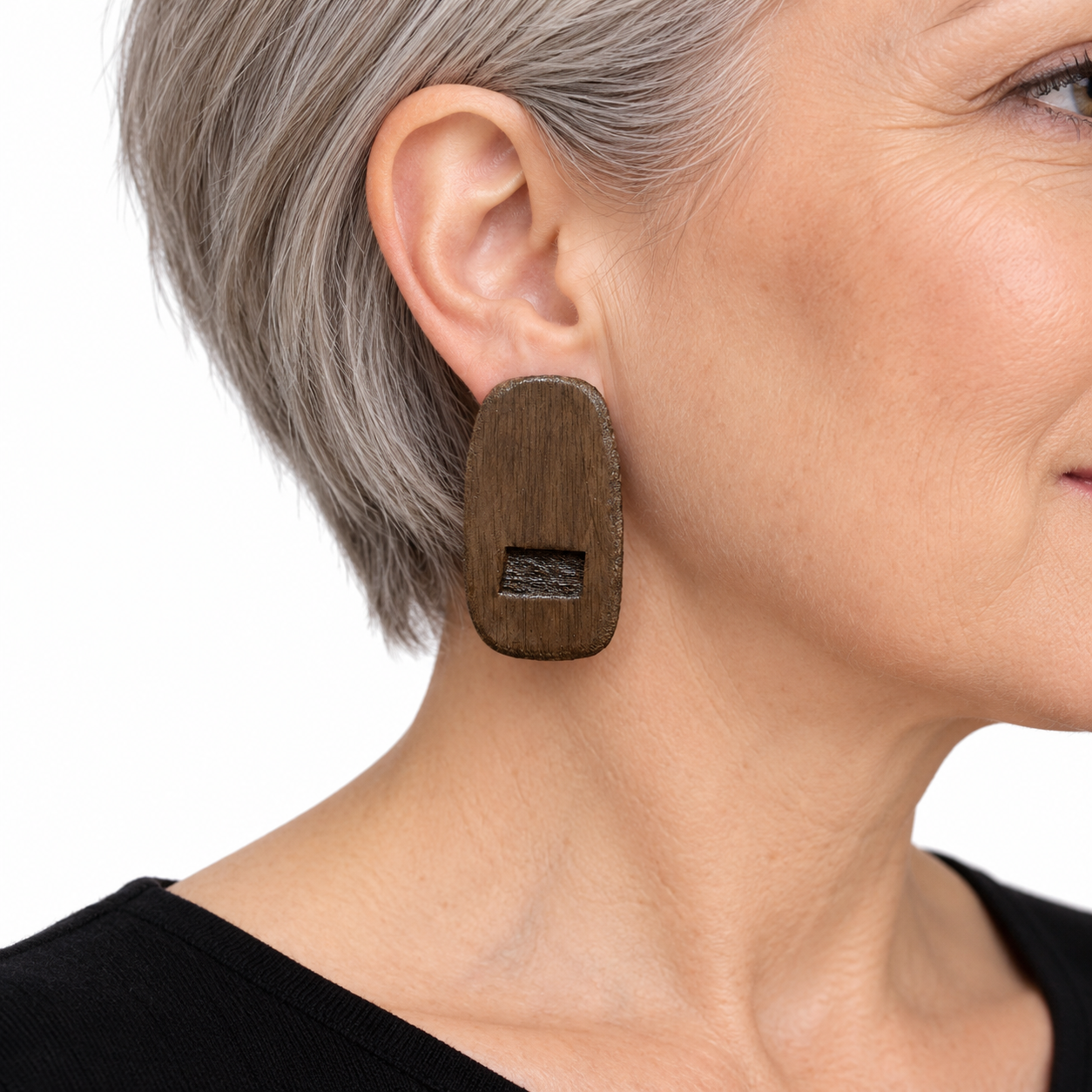 Textured Window Walnut Statement Earrings