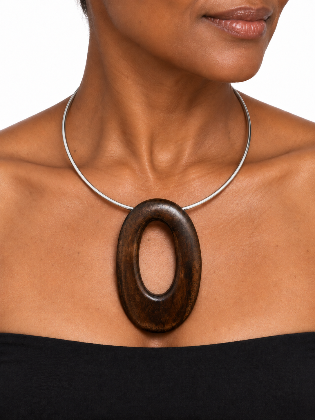 Open Form Walnut Pendant Necklace