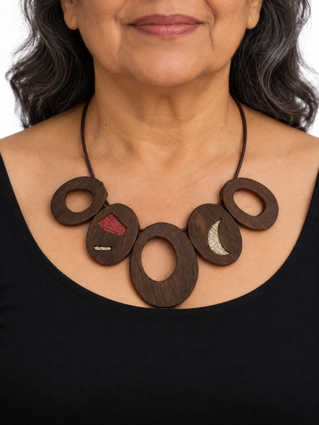 Orbit-Walnut Statement Necklace