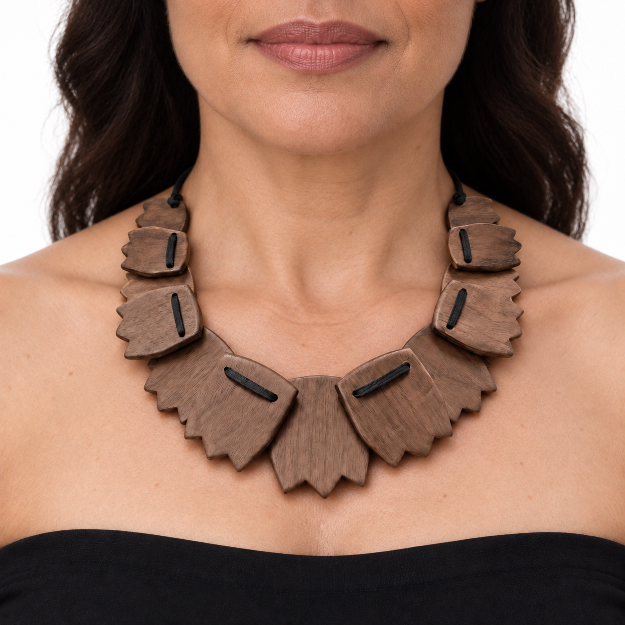 Overlapping Walnut Collar Necklace