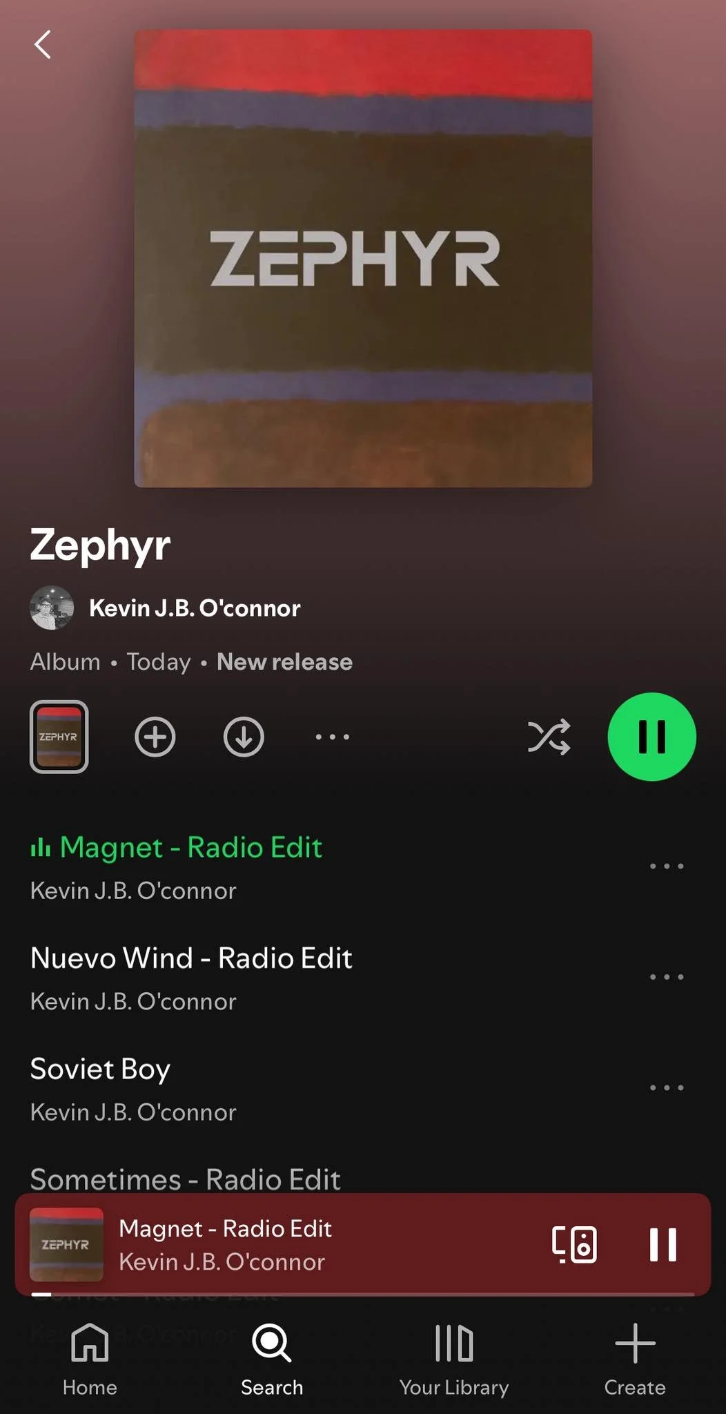 My new studio-recorded album, Zephyr, is now on Spotify. Cheers&mdash;