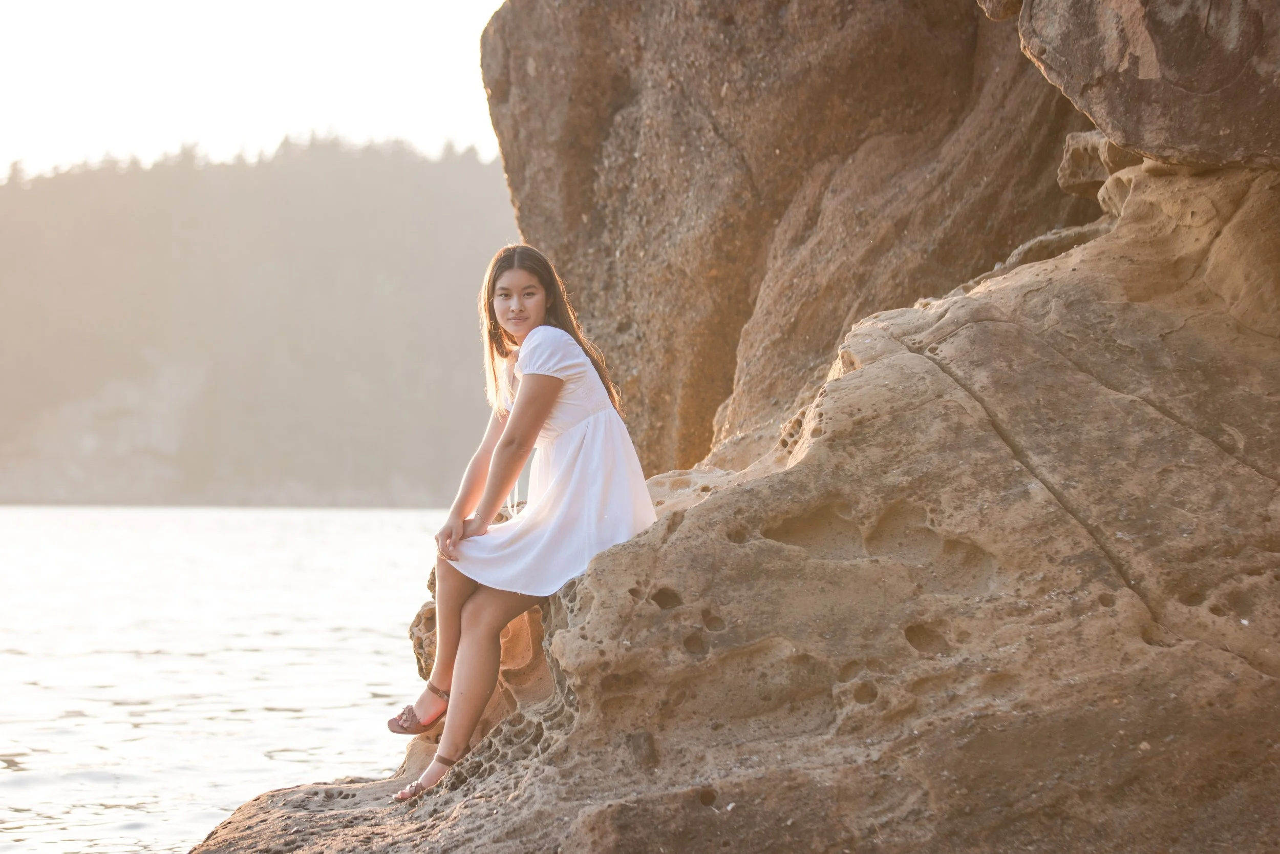 Senior portrait at Teddy Bear Cove in Bellingham, Wa