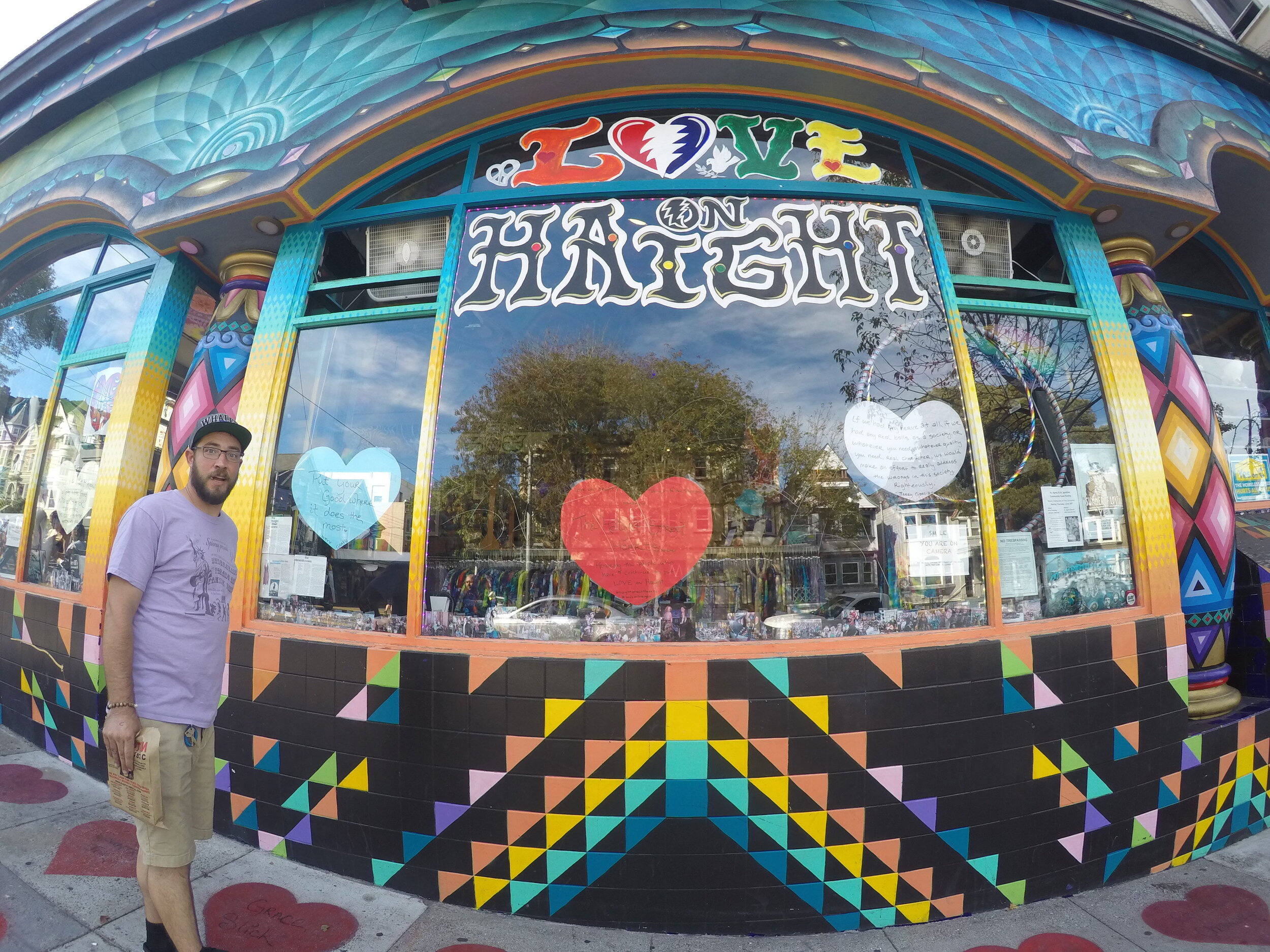 Tim posing with our favorite Haight Ashbury shop! Love on Haight is a brand that embodies everything we love and stand for - so getting to experience it's colorful presence on this famous street in San Francisco was pretty amazing!