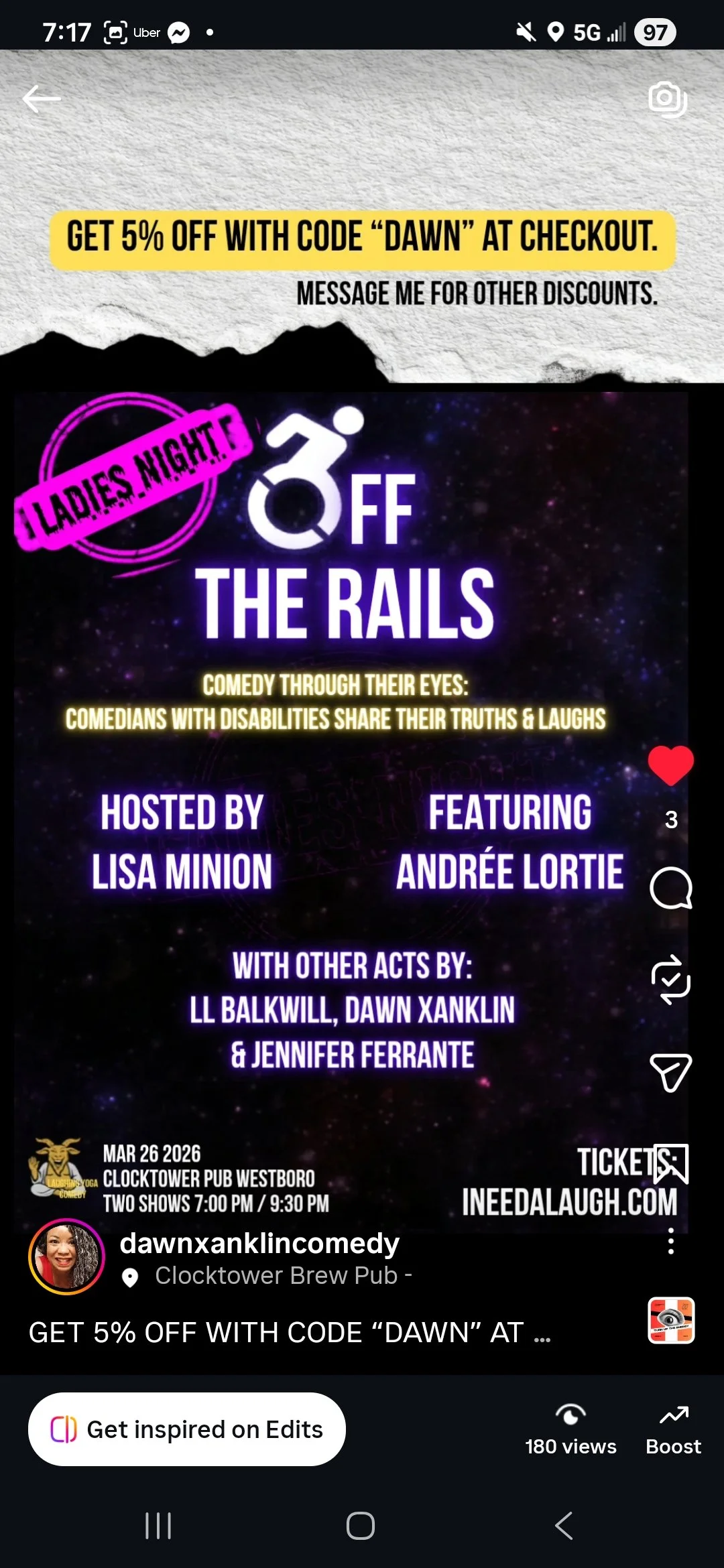 Off the rails (Mar 26, two shows)
