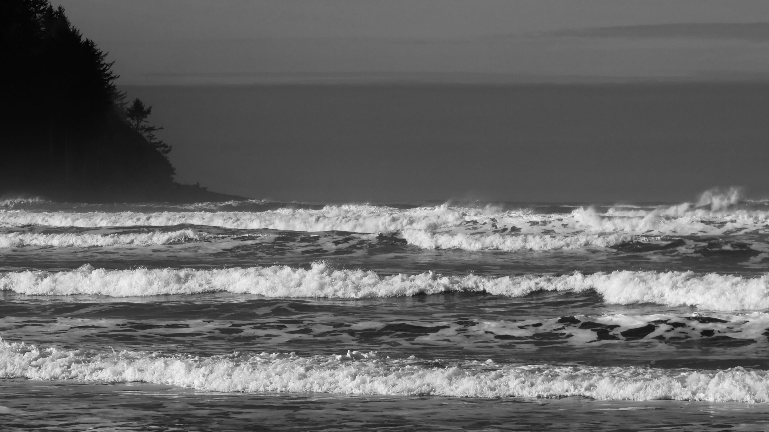 Waves near Tillamook Head against a stormy Sky 16X9