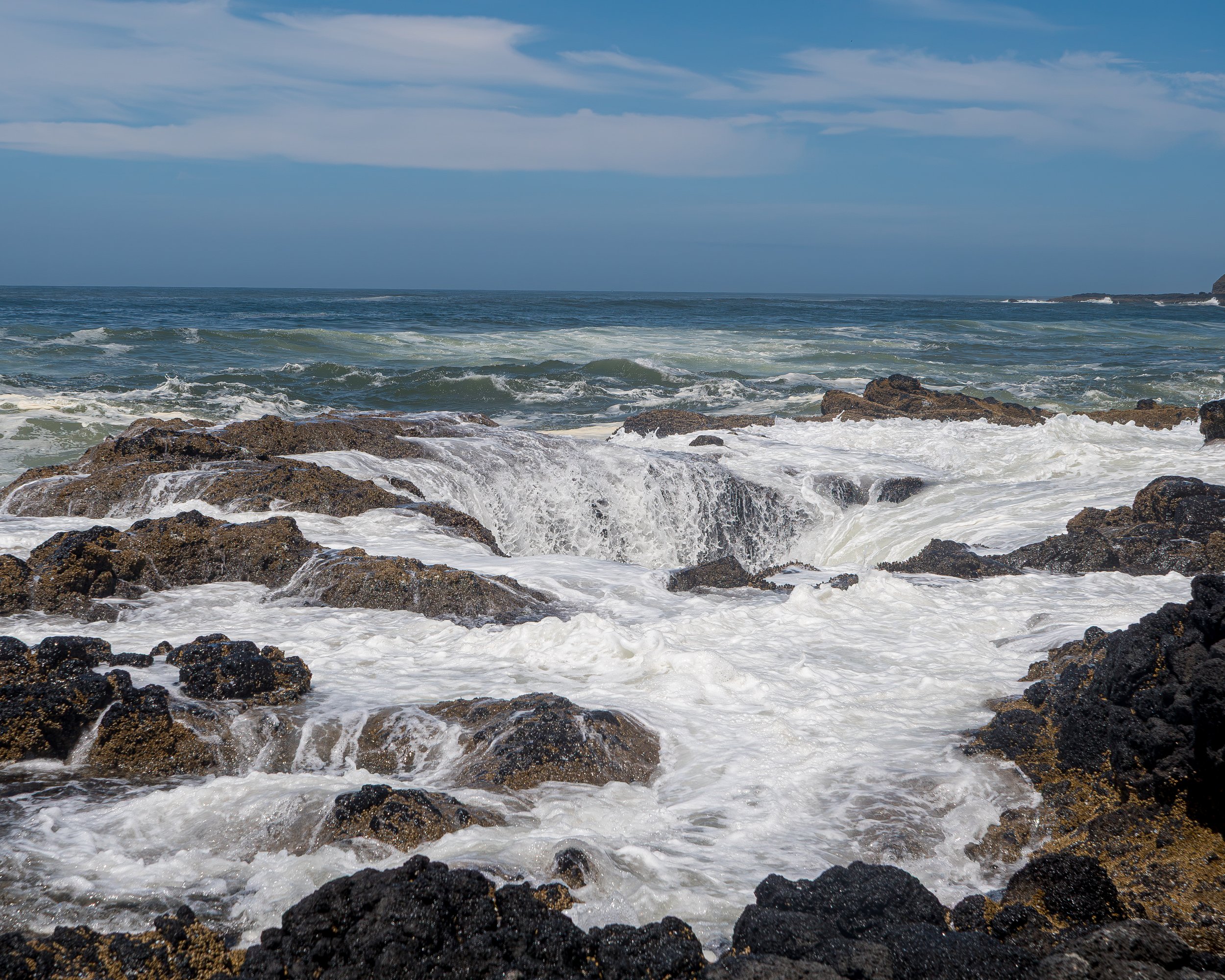 Thor's Well During Incoming Tide on Oregon Coast 