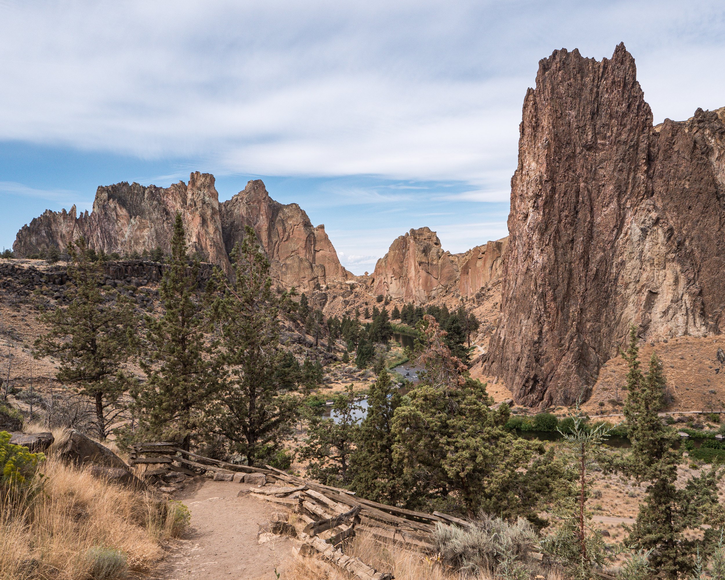 Smith Rocks and Split Rail Fence