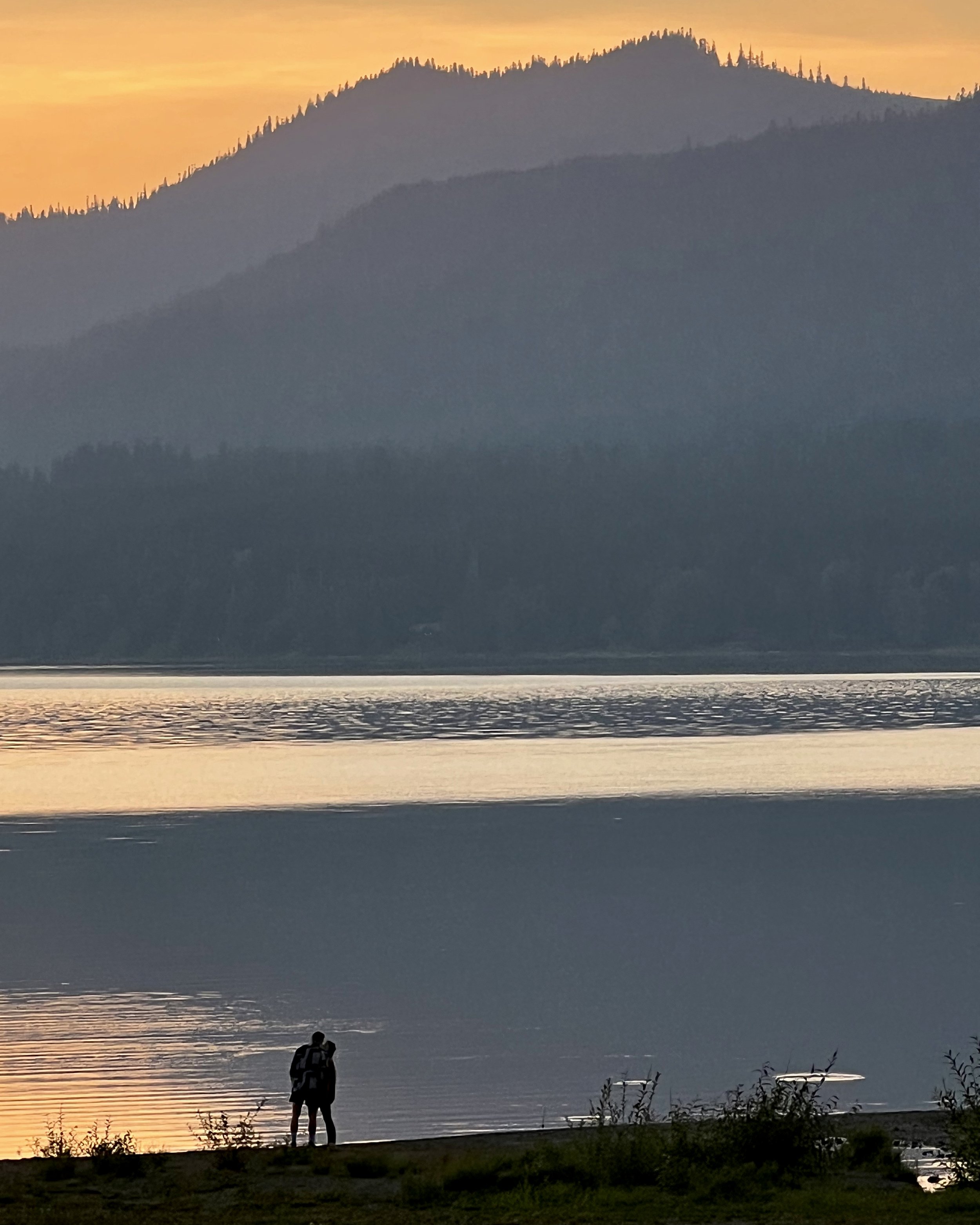Romantic Couple Silhouette, Lake Quinault Wa.