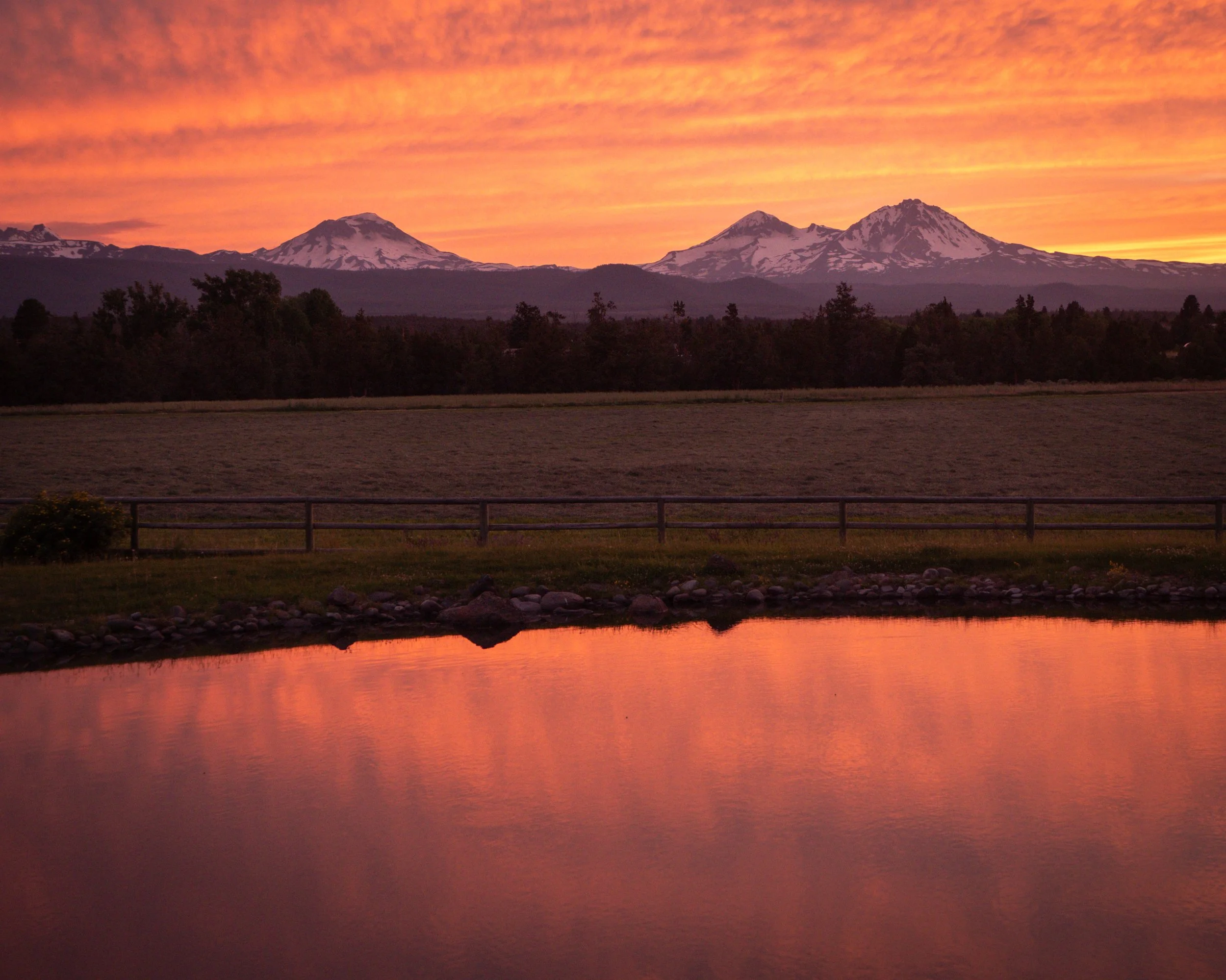 Three Sisters and Pond Sunset
