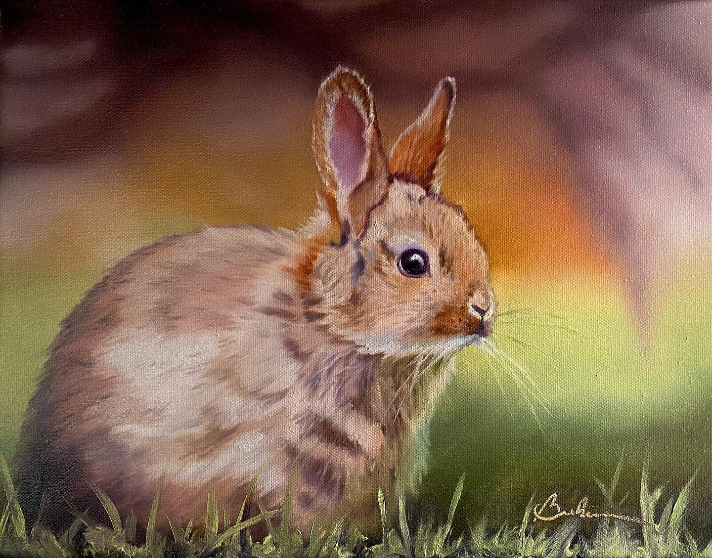Some people feel a spiritual connection when a cardinal is present, or butterflies. I painted this gift for someone who feels that with bunny rabbits. Merry Christmas D! 🐇🎨