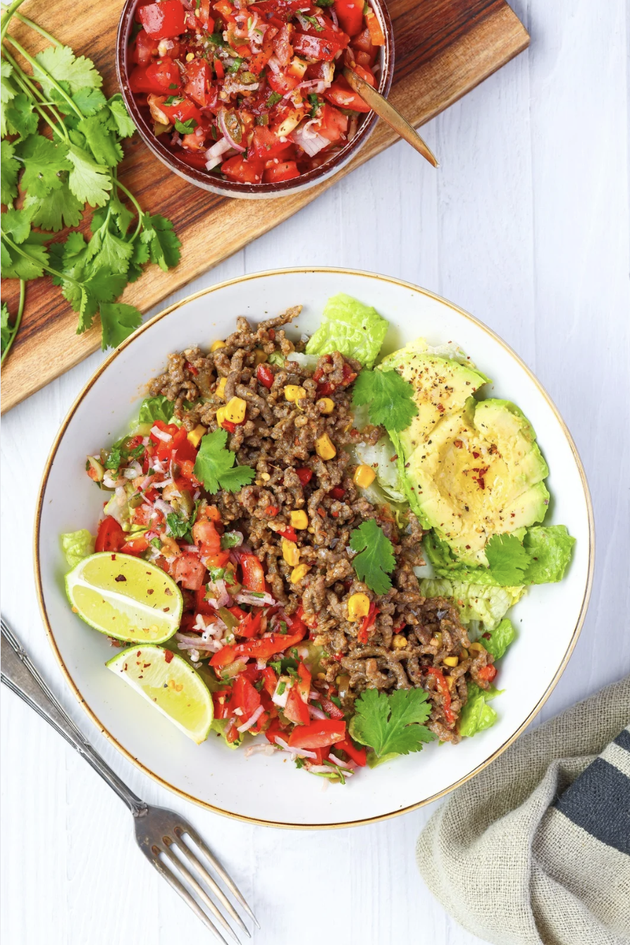 Taco Beef Salad Bowl with Pico de Gallo
