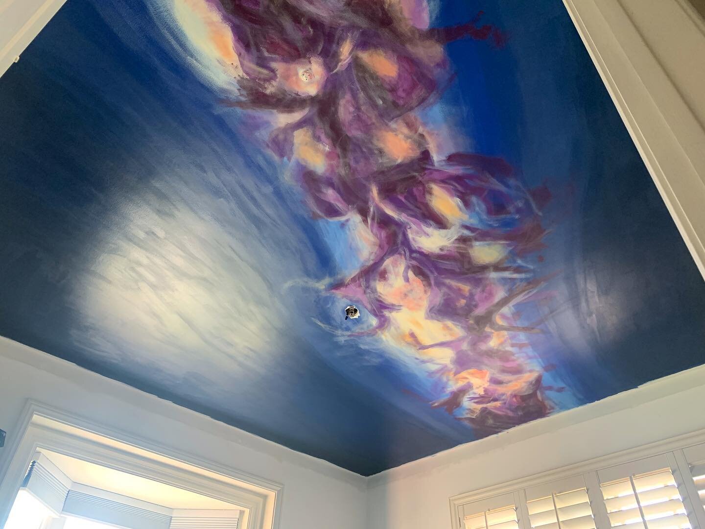 Progress is being made on the #milkywaymural for the nursery! Hoping to have it done either today or tomorrow. Once I add all the stars it will really transform!
#nursery #space #nasa #milkyway #milkywaygalaxy #mural #ceilingmural #diy #diynursery #d