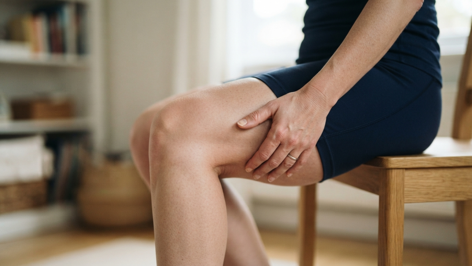 Person touching swollen knee