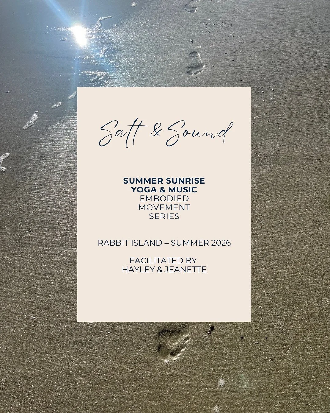 Salt &amp; Sound &ndash; Summer Embodied Movement Series
🎧🌞🌊 Rabbit Island &bull; Summer 2026

This summer, I&rsquo;m teaming up with the beautiful Jeannette from Ida Yoga Wellness to bring you a coastal movement experience that blends yoga-inspir