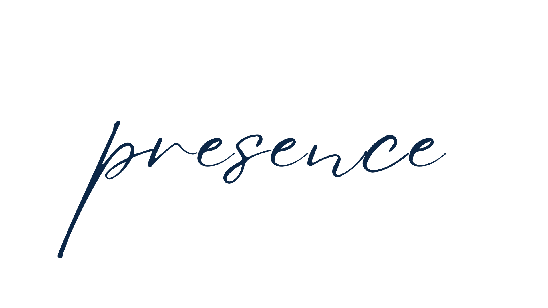 Text reading "presence" written in script font.