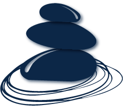 Stepping Stones logo. Stacked stones (blue)