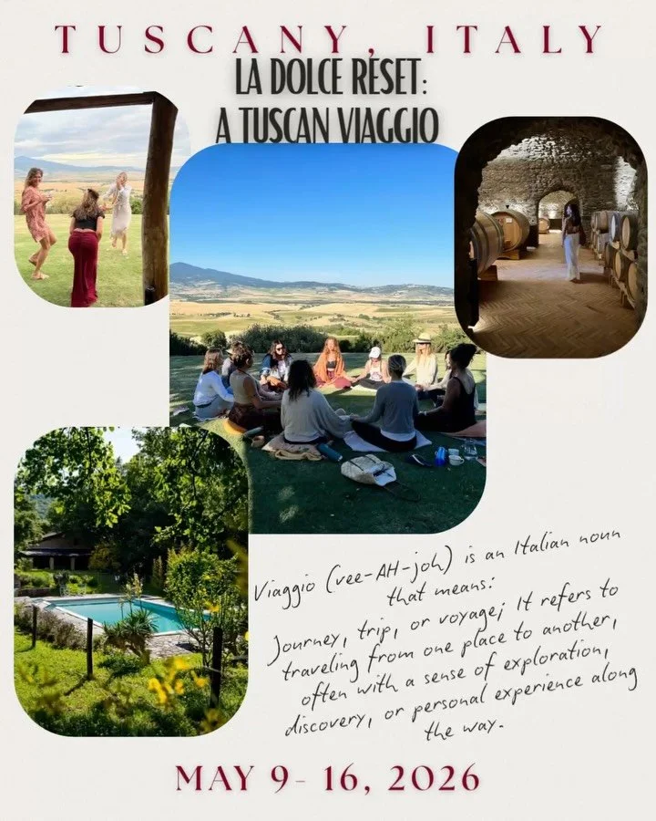 ⚡ FLASH SALE 💛 (40% off when two of you join &mdash; 20% each!) 💛 use the code RESET2026 when you register - offer expires 3.13.26 

Let the hills of Tuscany slow you down and your breath lift you up.

Each morning begins with yoga and intentional 
