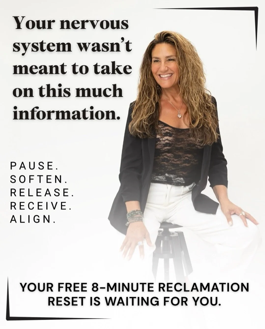 You&rsquo;re not tired - you&rsquo;re overloaded.

And no amount of sleep, supplements, or self-care routines are fixing it.. because your nervous system hasn&rsquo;t had a moment to actually feel safe.

The Reclamation Reset is a free 8-minute guide