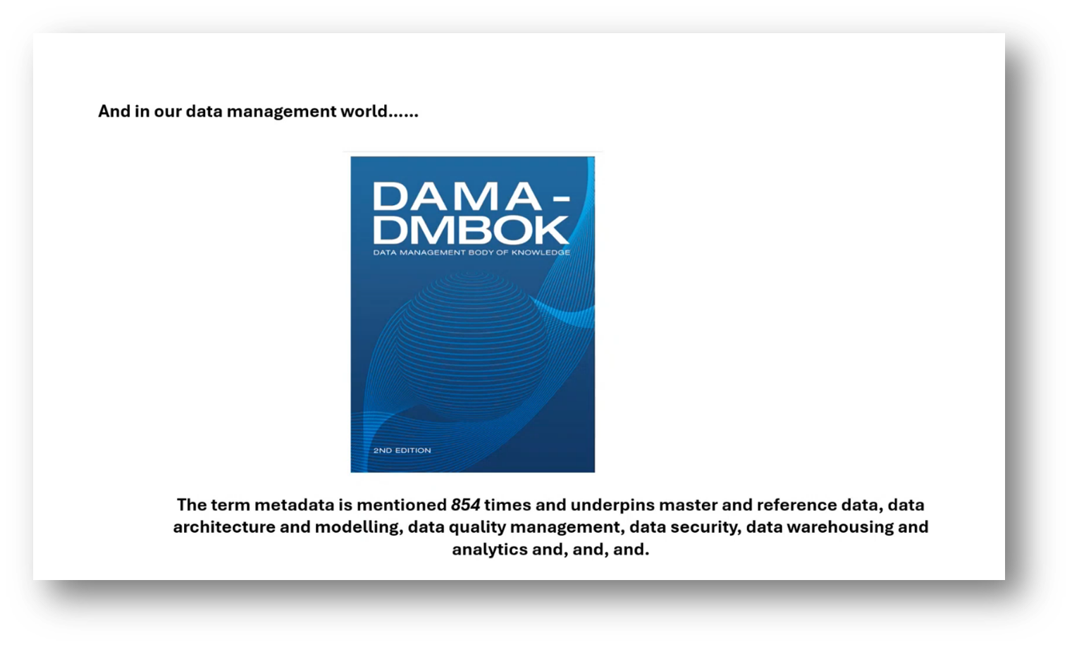 DAMA DMBoK and Metadata