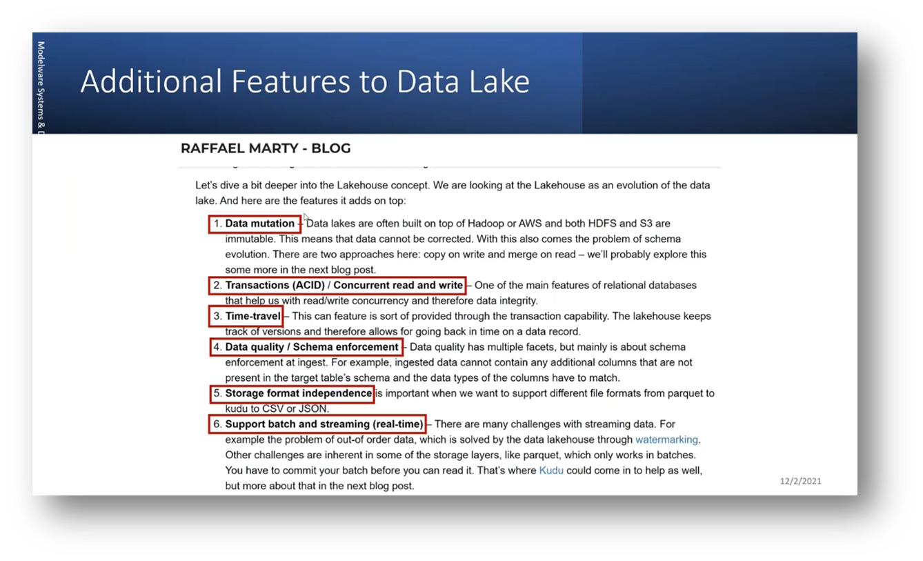 Additional Features to Data Lake