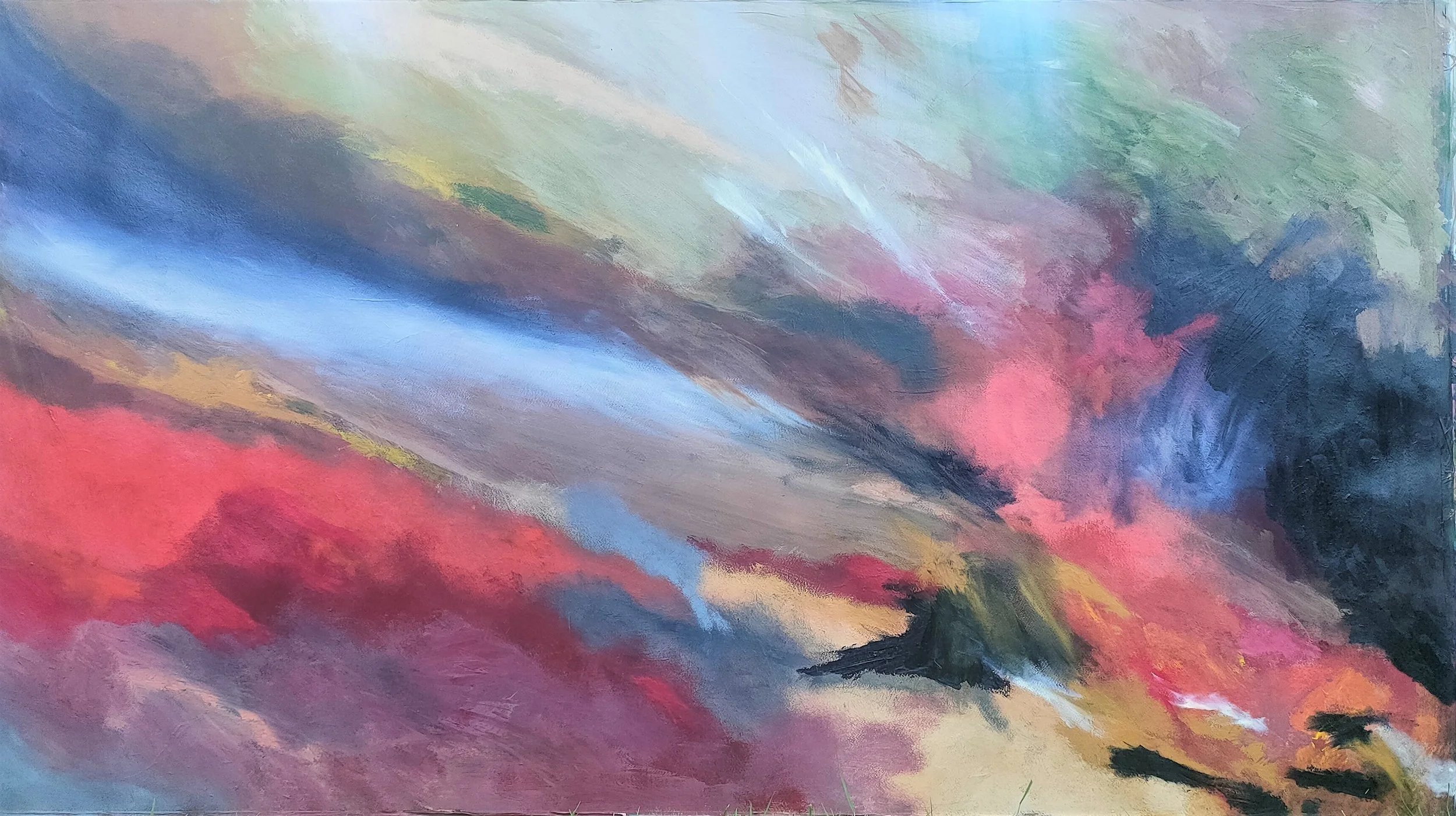A mountain in torment, Oil on Paper, 150 cm x 80 cm