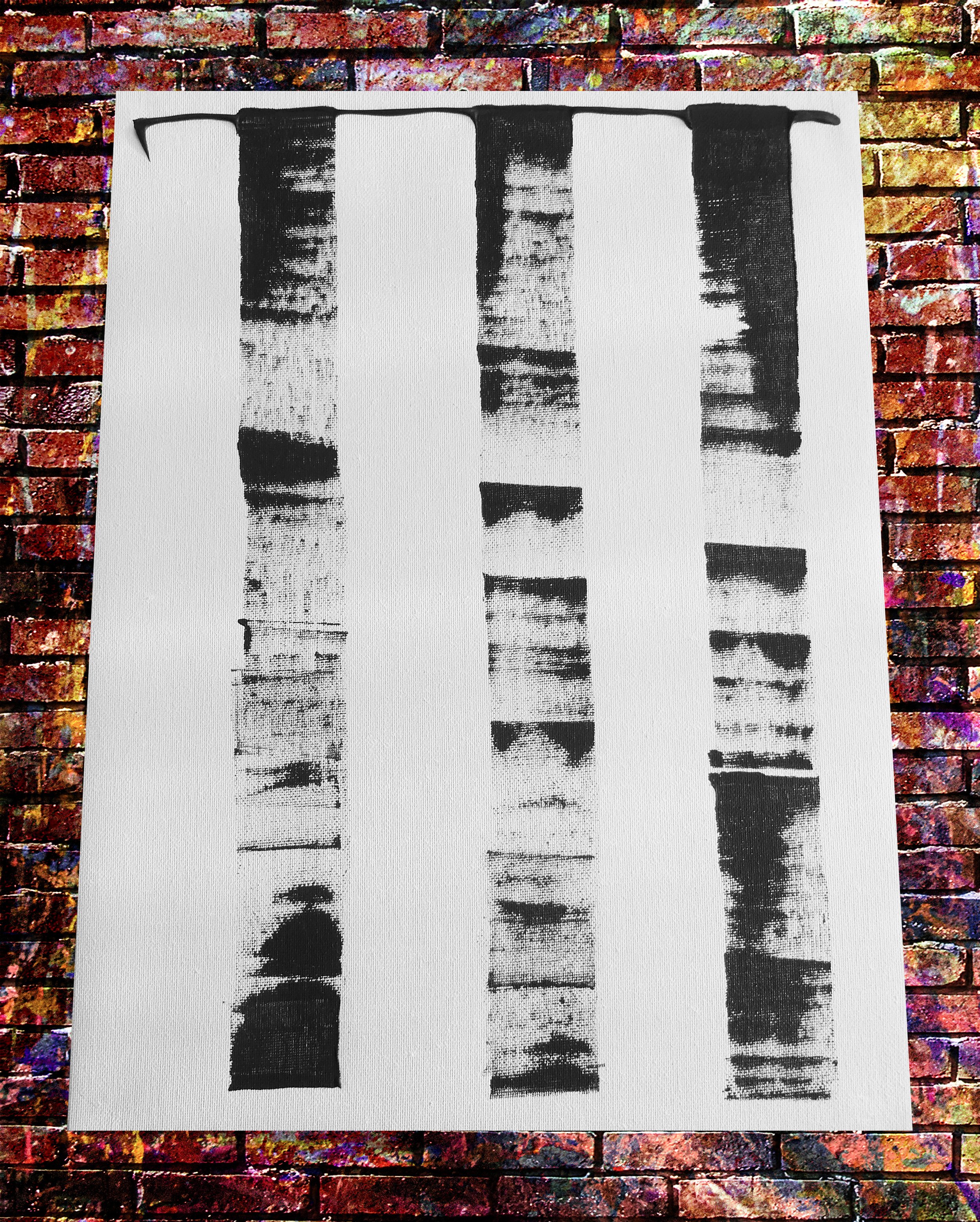Monochrome Strands Two: Abstract acrylic painting on mixed media canvas, rigid surface, Limited Edition 1 / 1