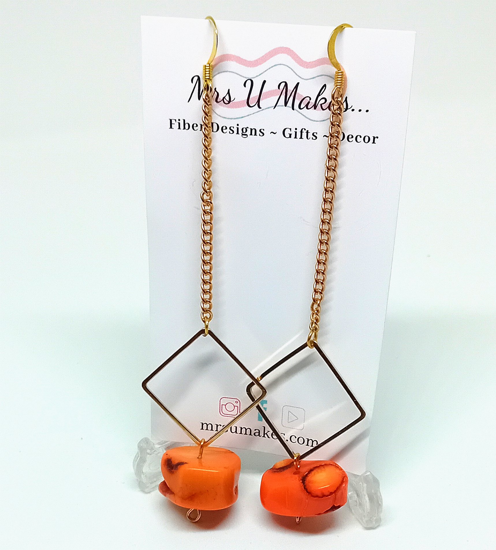 Coral Nugget Statement Earrings