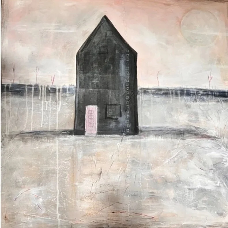 art piece of house in the distance