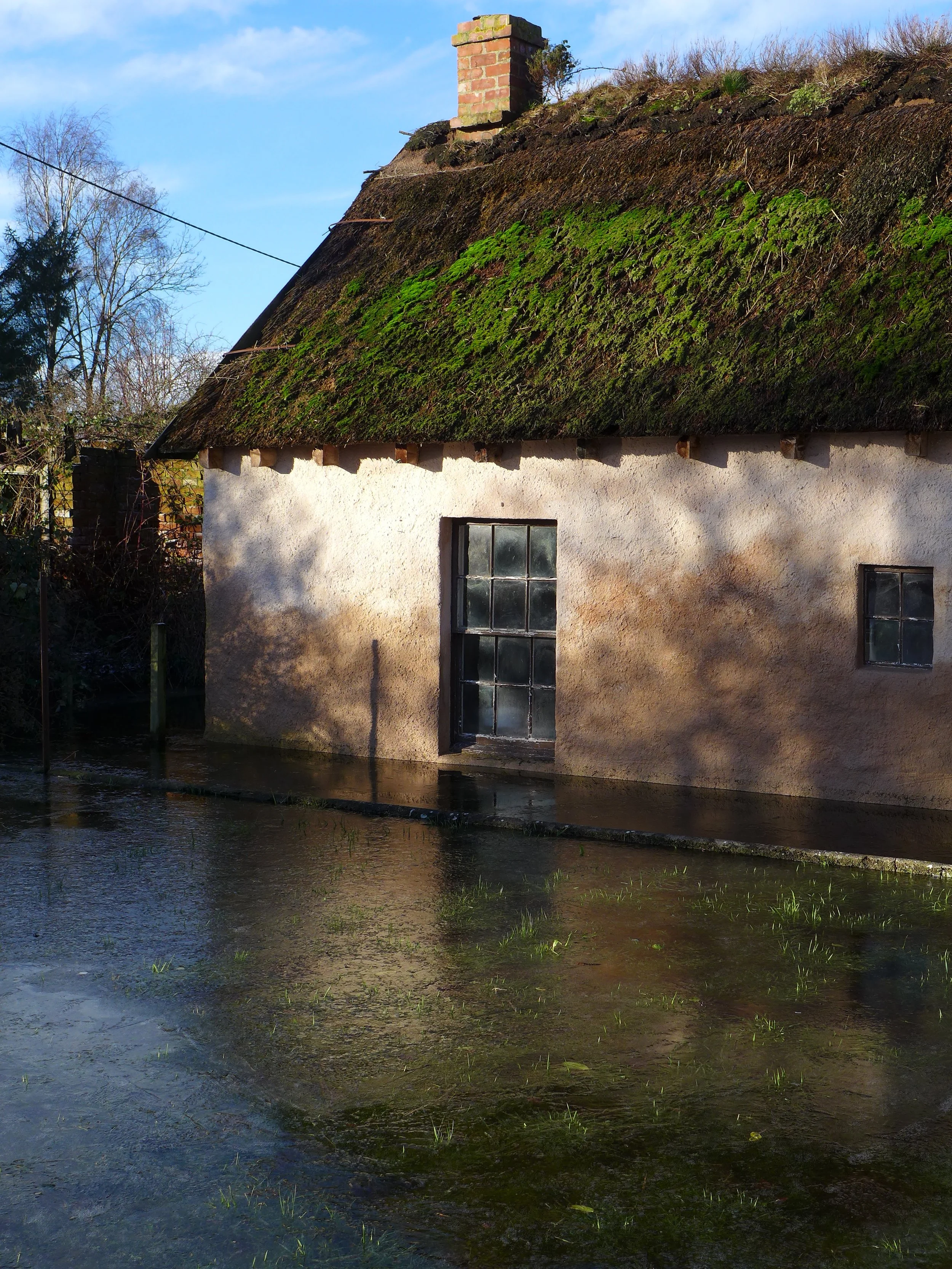 A-listed Cottown School House during pluvial flood.