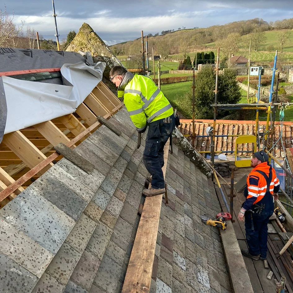 Site inspection of slating at Monimail Mausoleum, Monimail