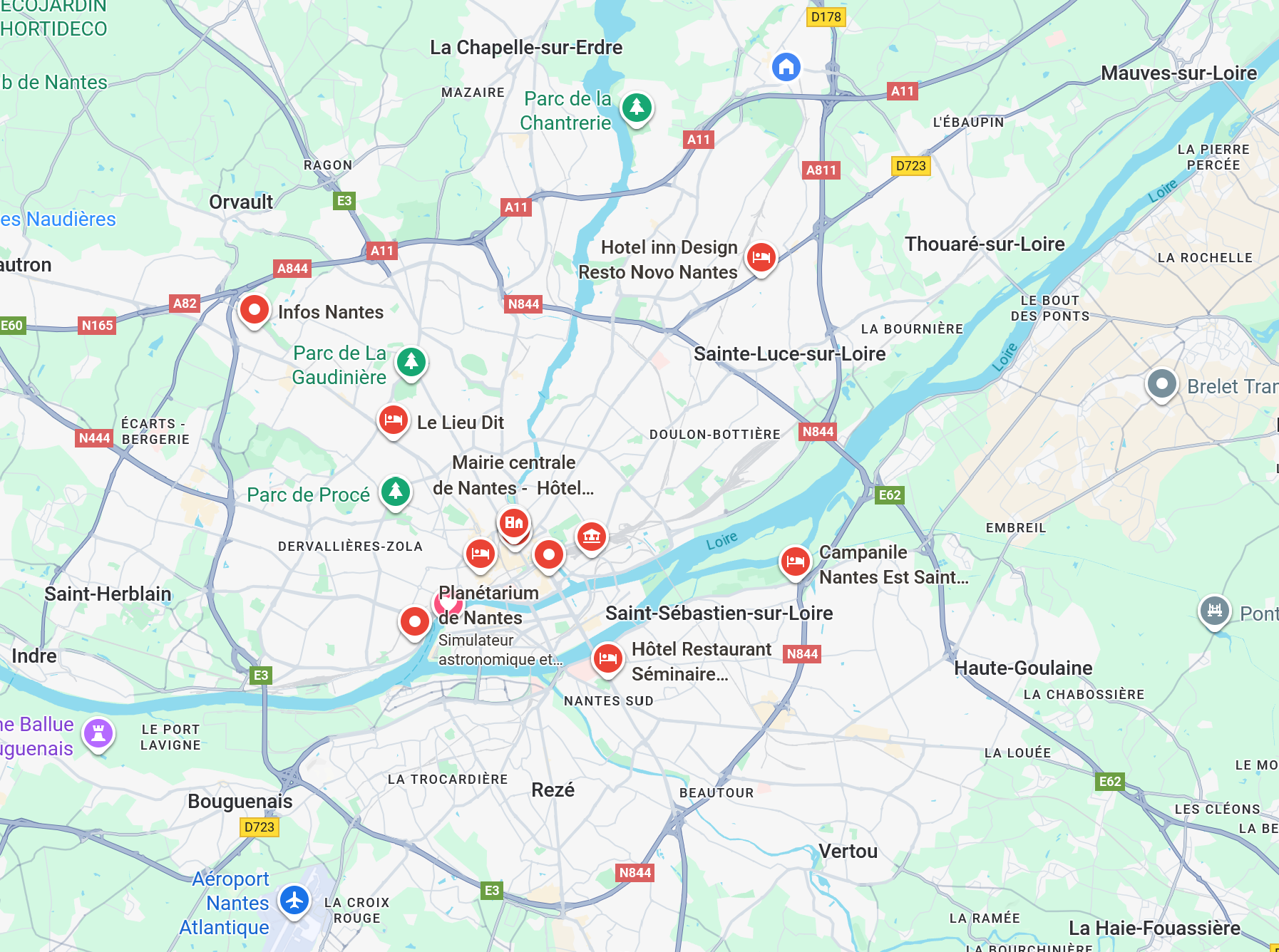 Carte de Nantes et de ses environs.