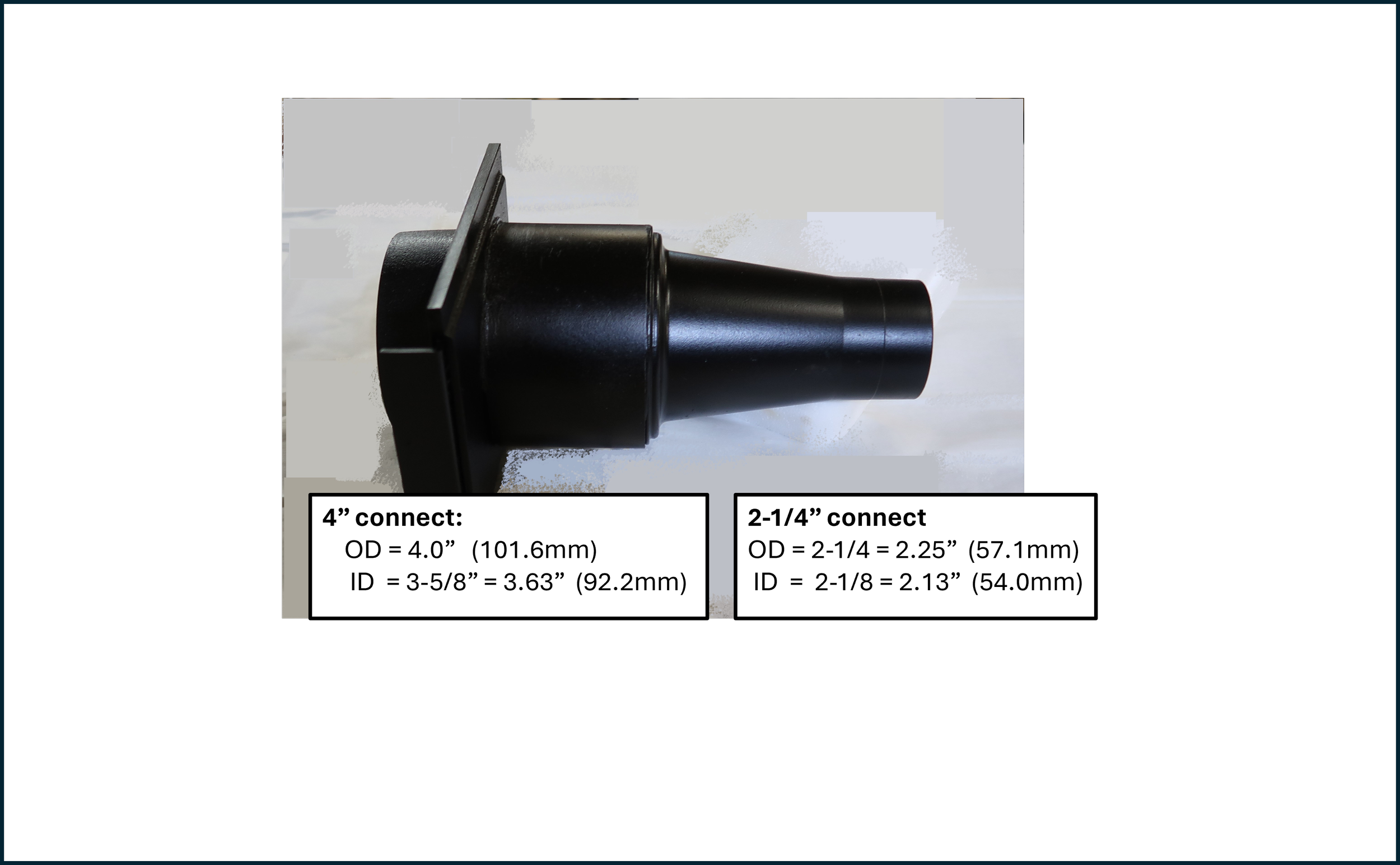 Vacuum connect 4 inch to 2.25 inch with blast gate
