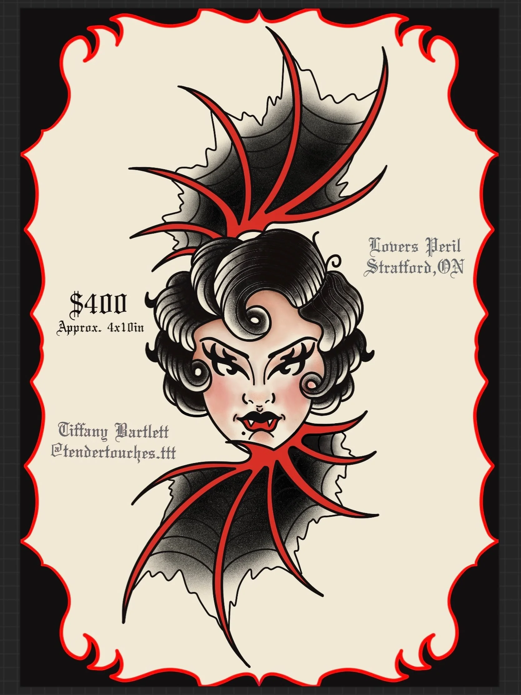 Large size flash design available in colour or black &amp; grey - suited for shoulder or thigh area🧛&zwj;♀️
 
Would love the chance to tattoo this during spooky season🎃

DM to book in for October, no time for tricks lets get the treats🍬