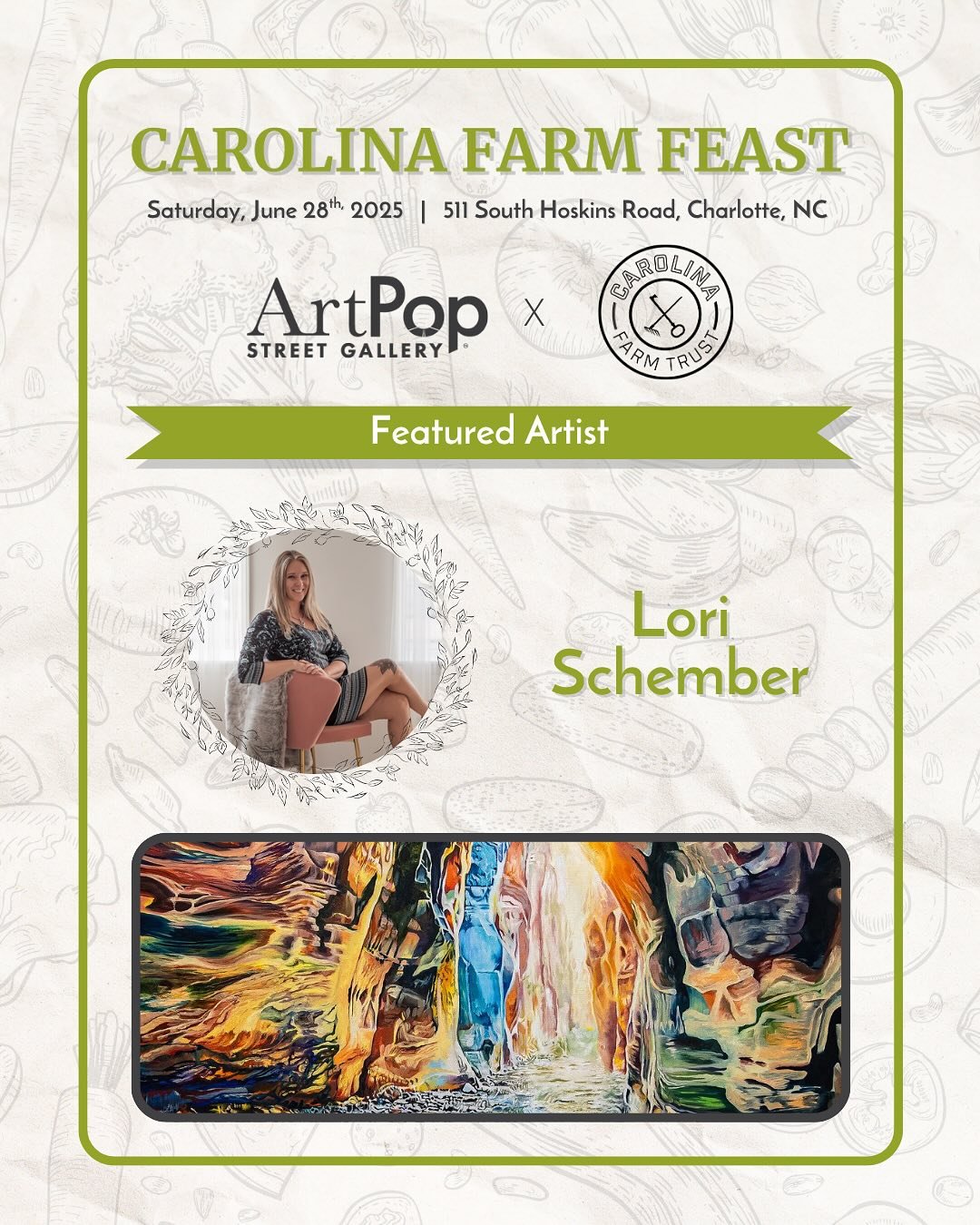 The Carolina Farm Feast is coming up! Proud to be one of the artists selected to create table runners for the event! You can still purchase tickets here at https://carolina-farm-feast.raiselysite.com/ @carolinafarmtrust @artpopstreetgallery 
#artpopc