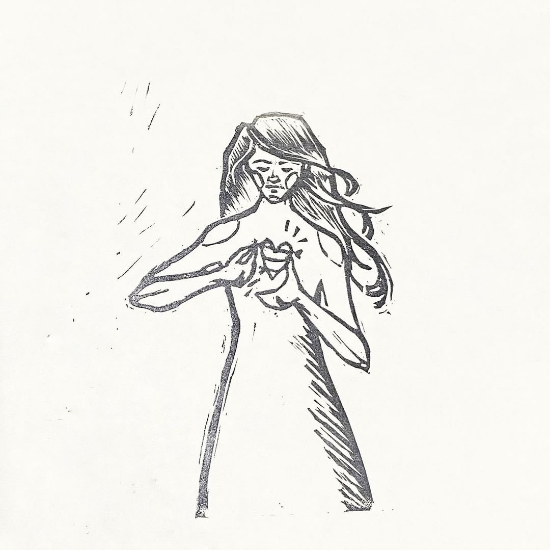 Tune My Heart - Linocut Block Print