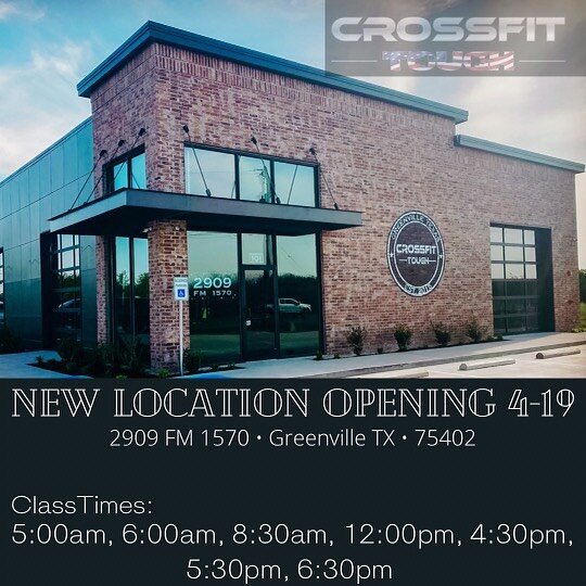 Check out our new class times and new location Monday 4/19!!! You won&rsquo;t want to miss this! #crossfit #crossfittough