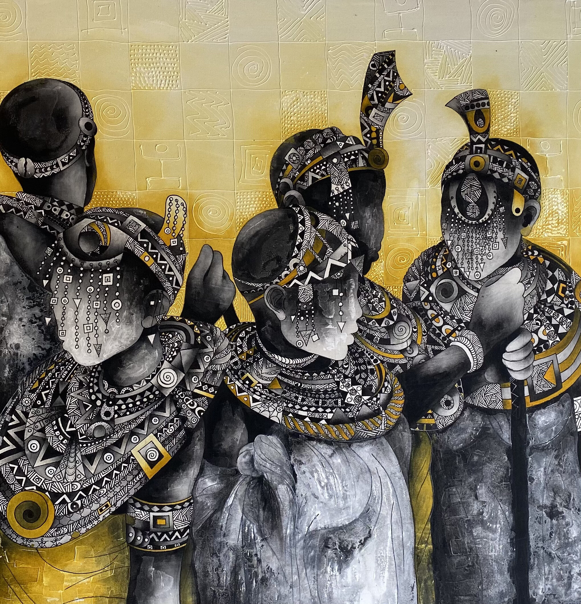 SOLD - Maasai Family | Acrylic on canvas | 51" x 51" | 2021