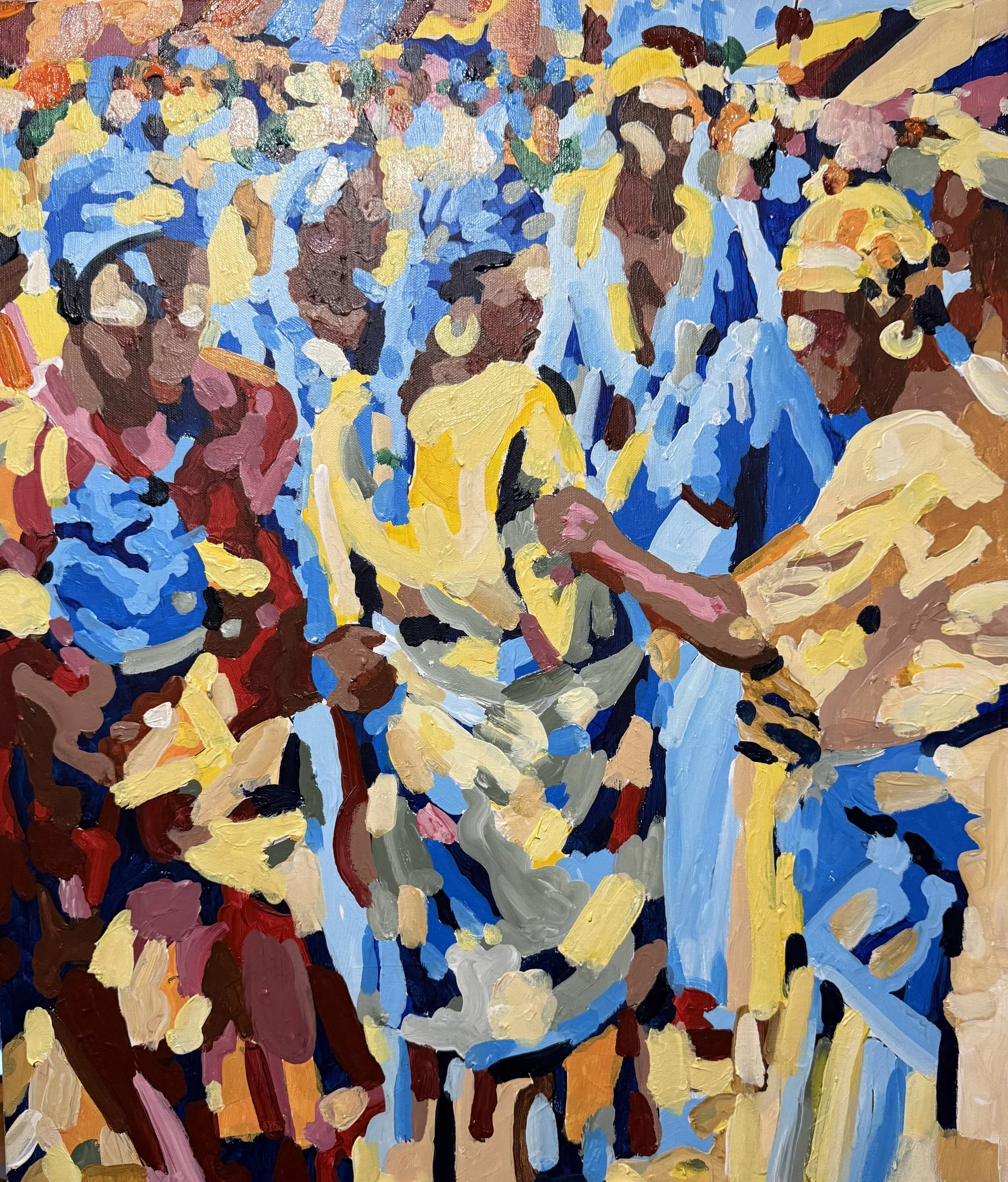 Between Freedom & Protection | 29 x 25in | Acrylic on canvas | 2026