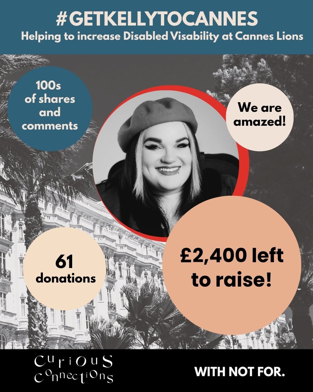 Blimey people in my network are so generous! We are over half way there!

3 working days to #GetKellyToCannes!

We do want to make clear this is not just about Kelly, it's about @WNF attending in the most effective capacity, to make connections at th
