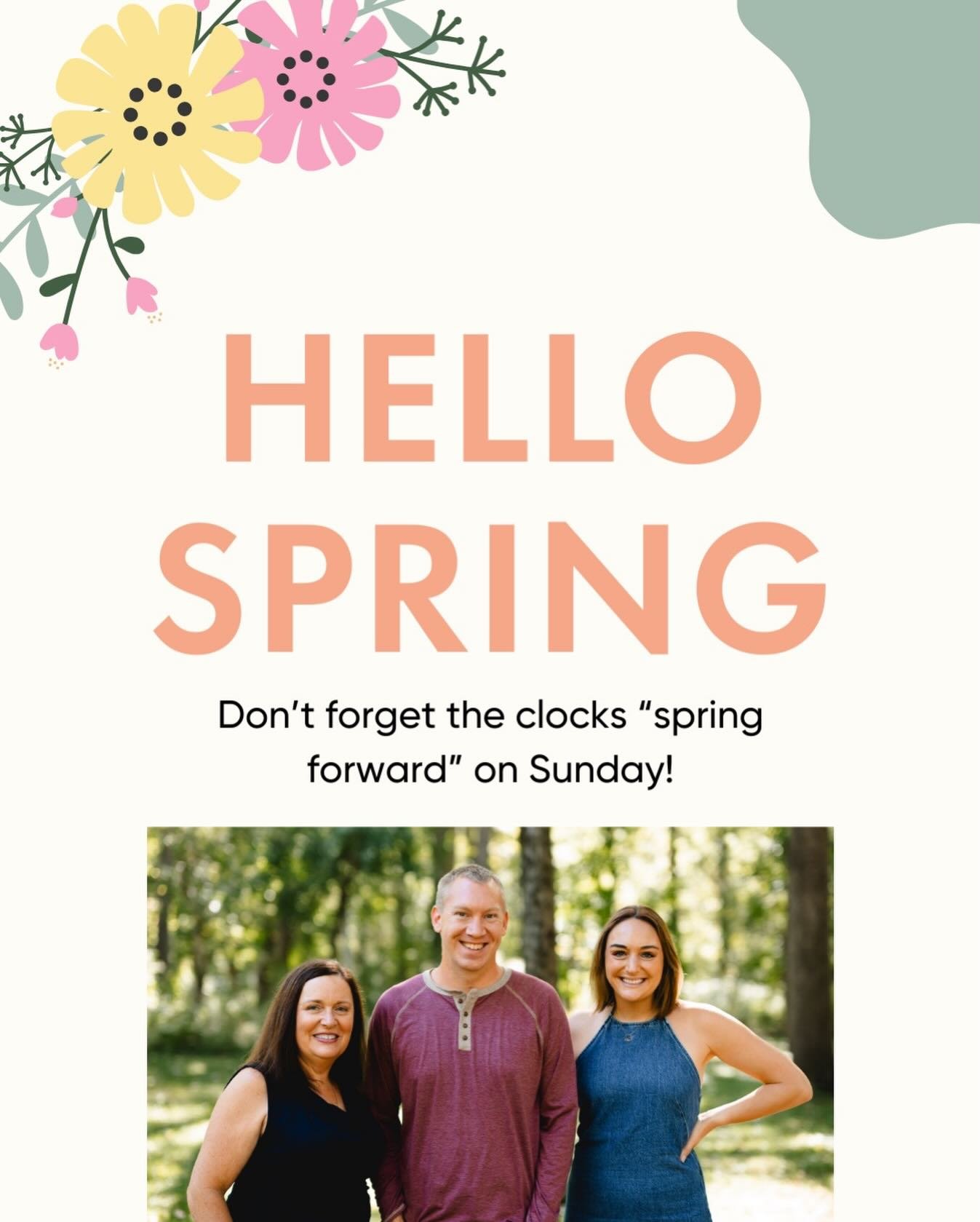 Smith Family Realty would like to remind you to &ldquo;spring forward&rdquo; Sunday morning by 1 hour!  Let your body rest a bit more next week because the one hour shift can disrupt your rhythm.  Good news - more daylight in the evenings! ☀️🌎🕚