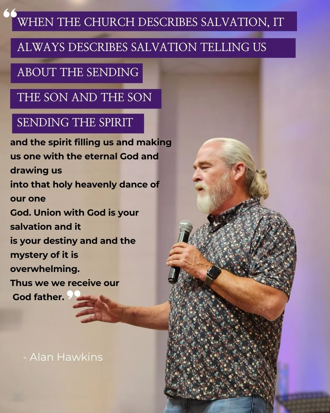 &quot;When the church describes salvation, it always speaks of the Father sending the Son, the Son sending the Spirit, and the Spirit filling us, making us one with the eternal God. This draws us into that holy, heavenly dance of our one God. Union w