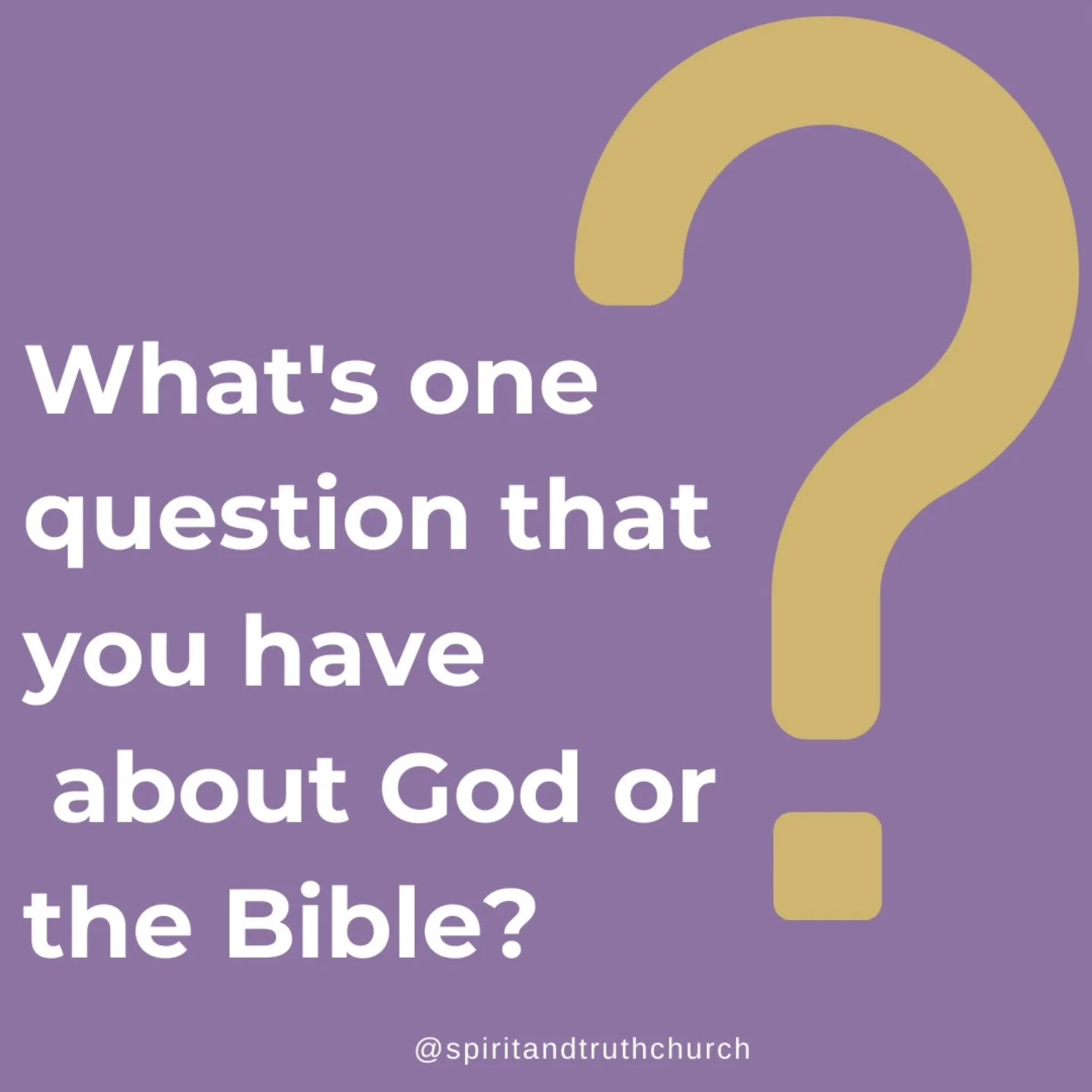 ✨ What&rsquo;s one question you&rsquo;ve always had about God or the Bible? ✨

We all carry questions&mdash;some we&rsquo;ve asked out loud, others we&rsquo;ve kept tucked away in our hearts. The good news is that God isn&rsquo;t afraid of our questi