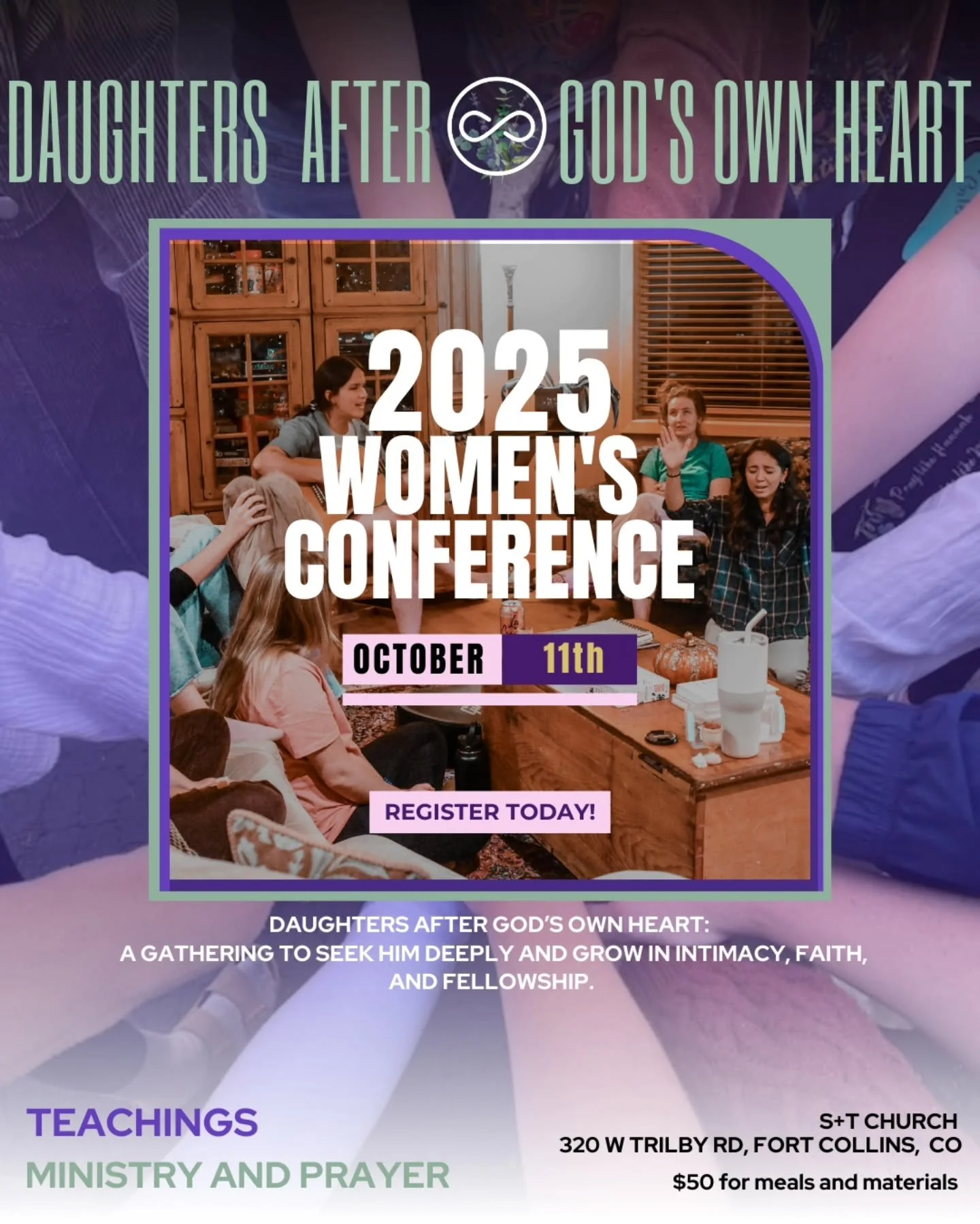 🌸 Less than 3 weeks away! 🌸

We are so excited for the &quot;Daughters After God&rsquo;s Own Heart&quot; Women&rsquo;s Conference, hosted by Spirit and Truth! 💖

📅 Date: Saturday, October 11th
⏰ Time: Starting at 8 AM &ndash; all day
💵 Registrat