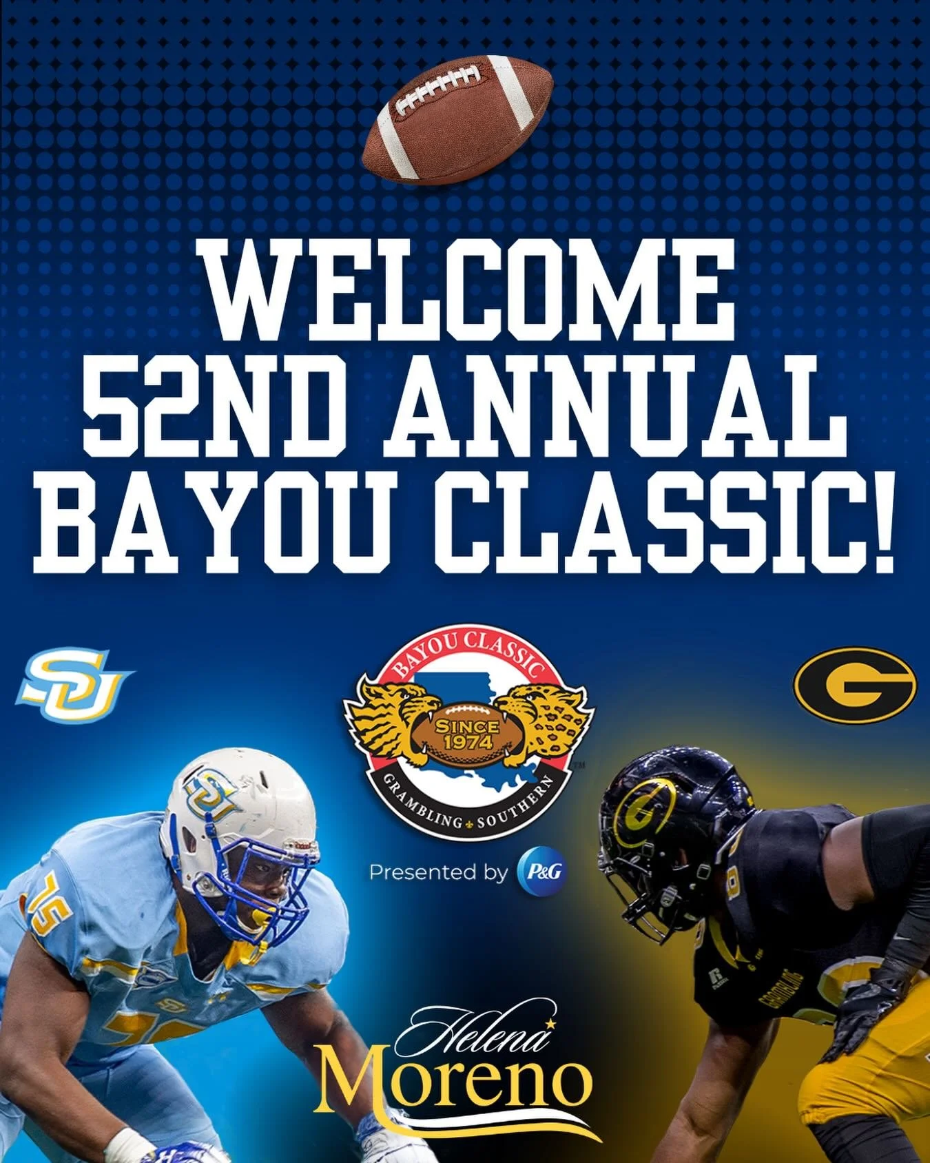 The 52nd Annual @bayouclassic74 electrifies New Orleans today as @southernu_br and @grambling1901 take the field at the @caesarssuperdome. Our city proudly celebrates this historic tradition, one that brings together generations of families, fans, an