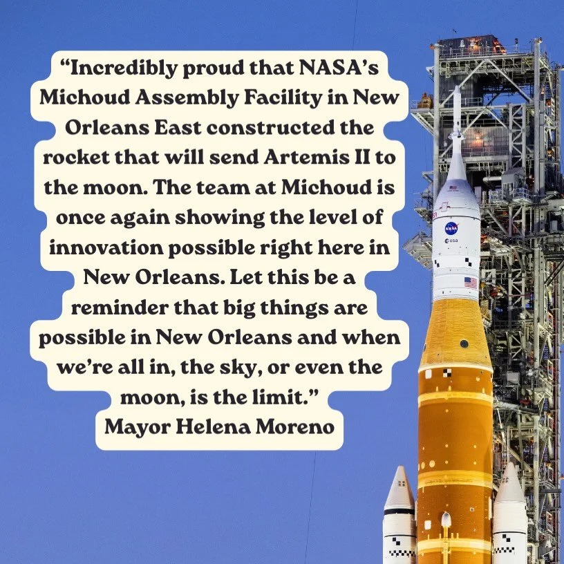 Big day for the folks at NASA&rsquo;s Michoud Assembly Facility in New Orleans East as Artemis II prepares to launch to the moon later today. The talented team at Michoud designed and built the rocket for Artemis II. 🚀