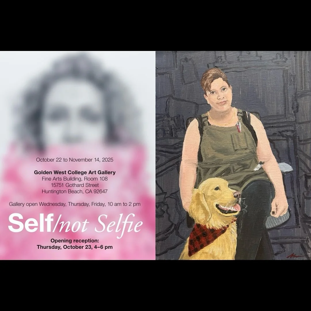So thrilled to have a painted self portrait hanging alongside an incredible roster of other artists&rsquo; self portraits in &ldquo;Self/not Selfie,&rdquo; opening this evening at Golden West College Art Gallery (@gwcartgallery) in Huntington Beach. 