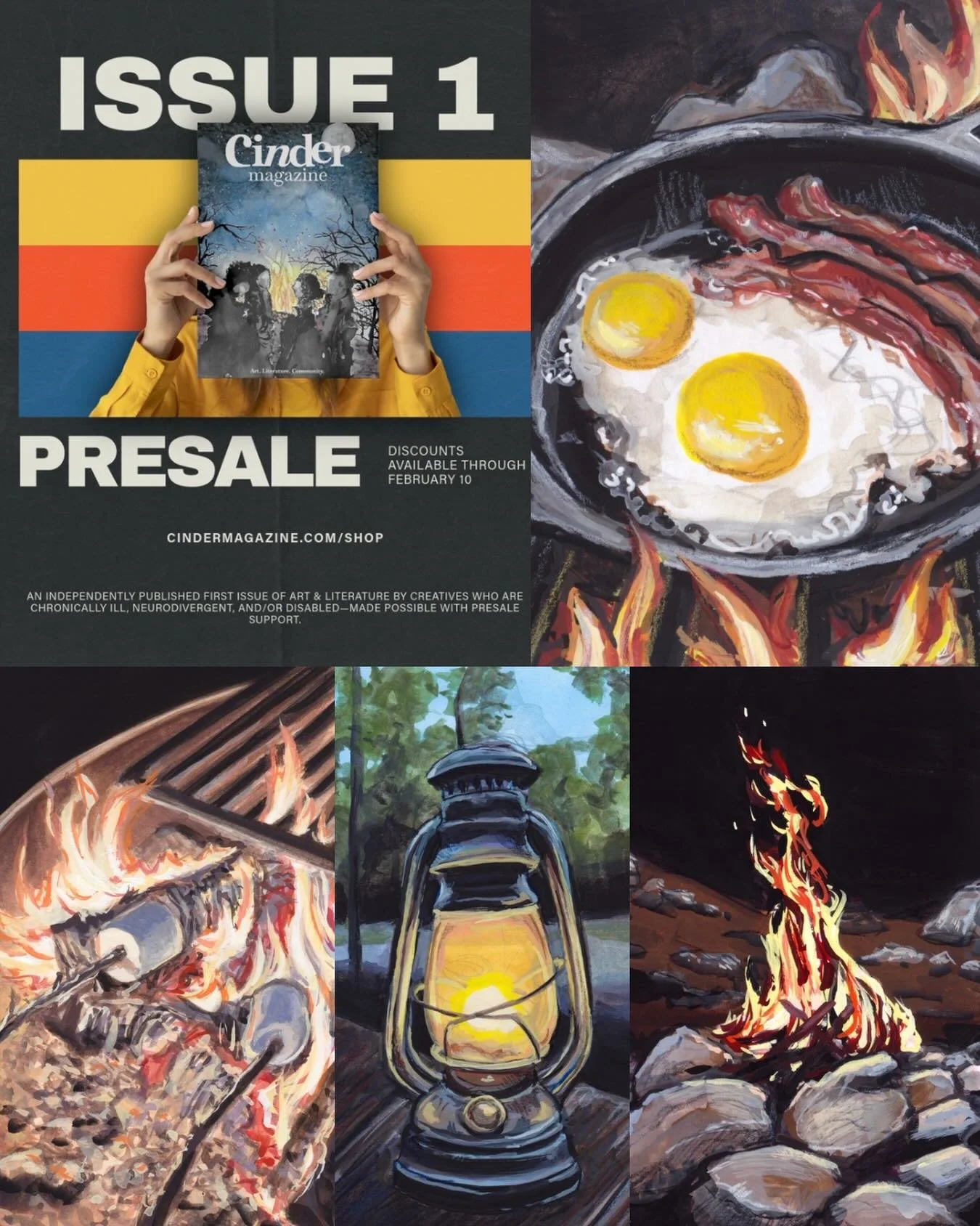 I am delighted to share that six of my paintings were selected to be included in Cinder Magazine&rsquo;s (@cindermagazine ) debut issue! Cinder Magazine is an independent art and literary publication showcasing work by creatives who live with chronic