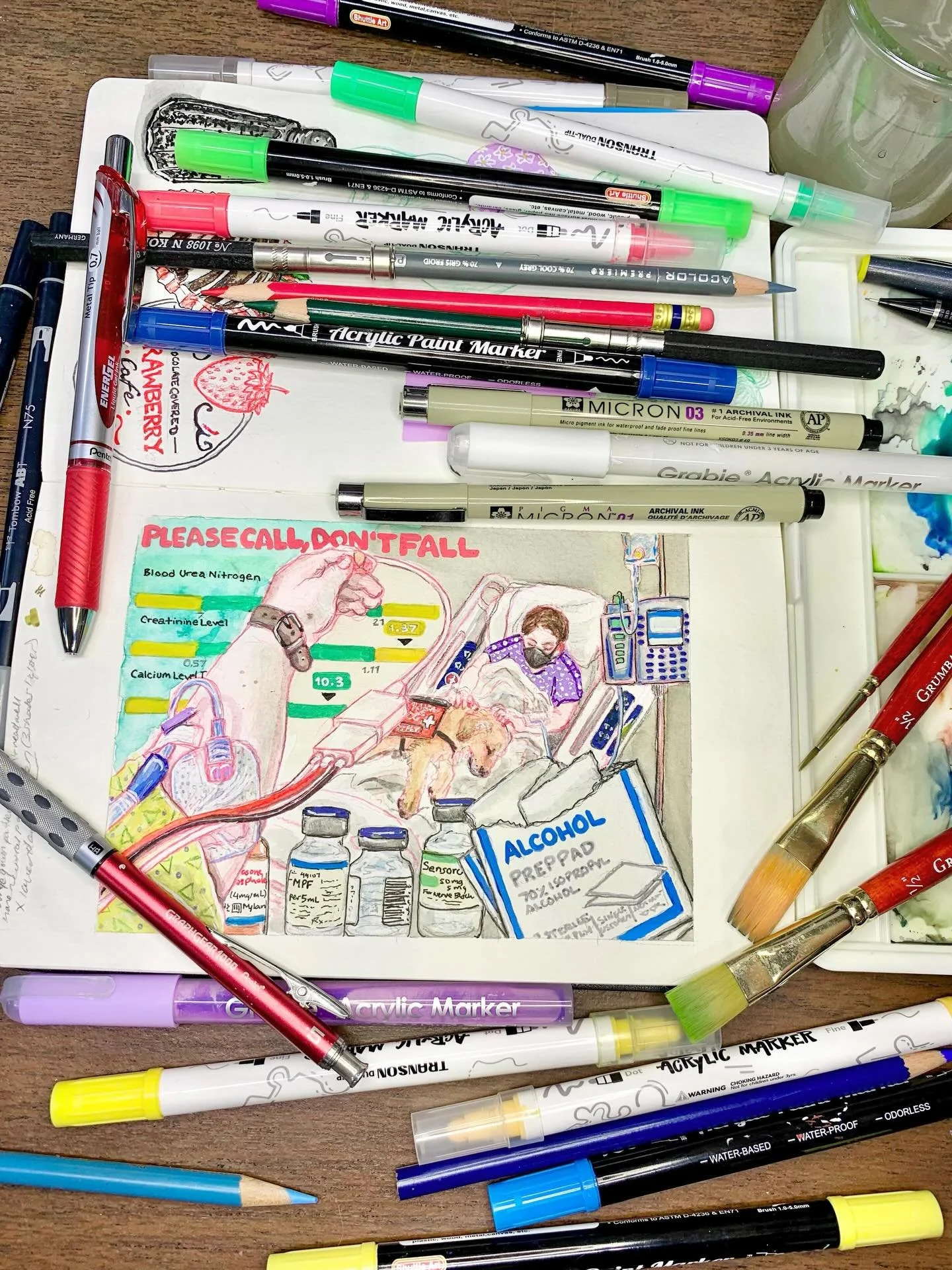 Study of: &ldquo;Please Call, Don&rsquo;t Fall.&rdquo;

This is a continuation of my ongoing painting series, &ldquo;Catharsis,&rdquo; a body of work where I document and process my journey through illness, disability, survival, and healing. Not unli